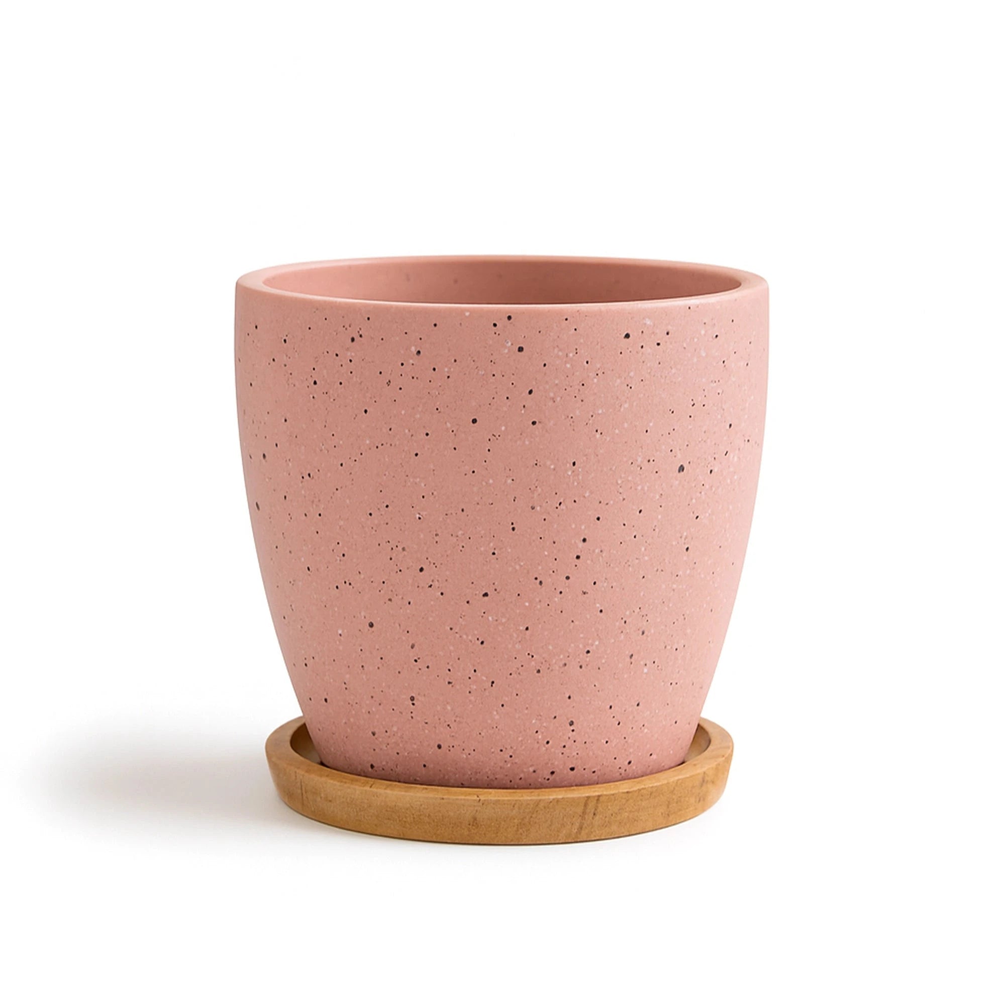 Terrazzo Terracotta Pot With Wooden Saucer Urban Plant