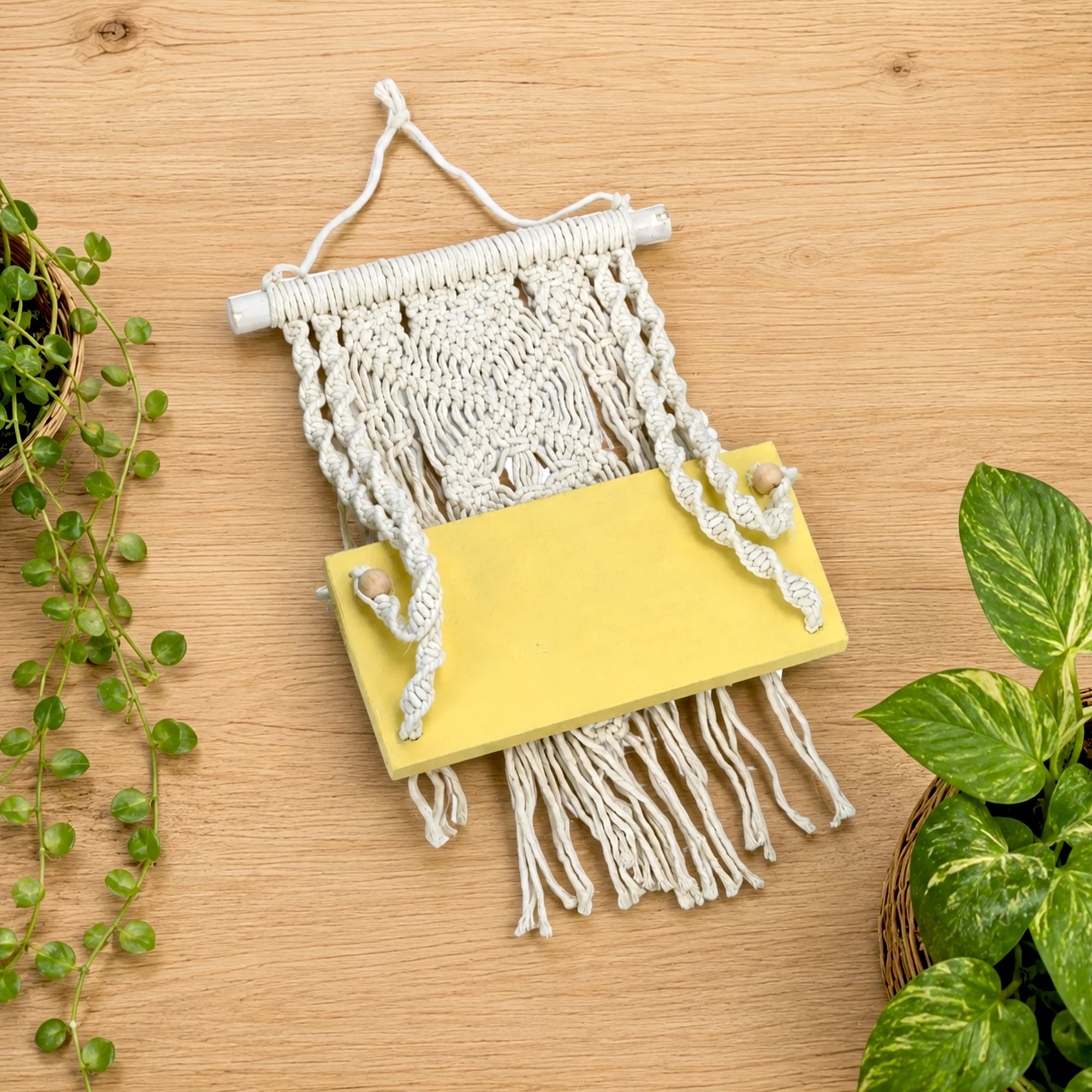 Urban Plant Sleeky Wood Macrame Plant Hanger