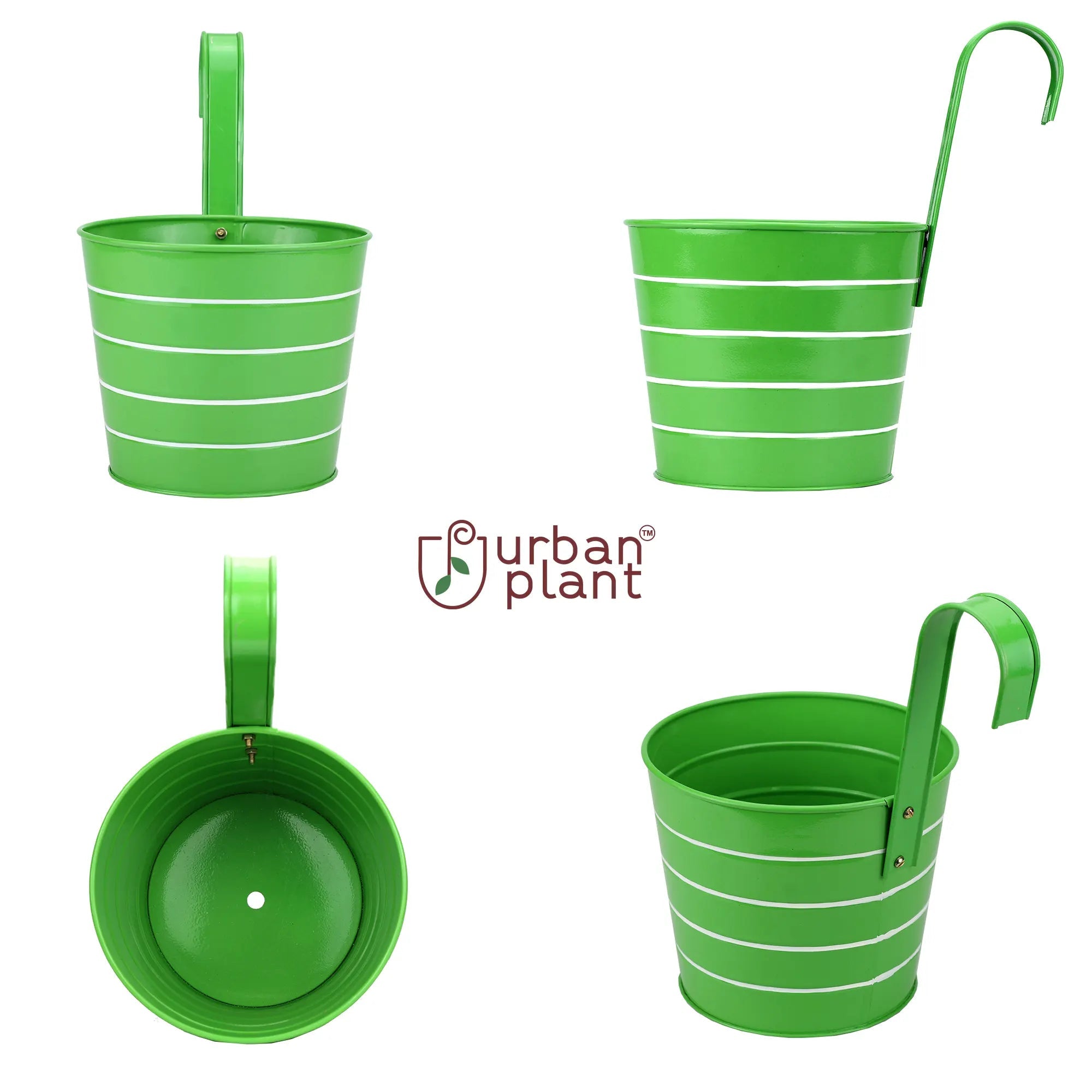 Colorful Round Shape Railing, Balcony Hanging Metal Planters (Multicolored) (Set of 5) Urban Plant