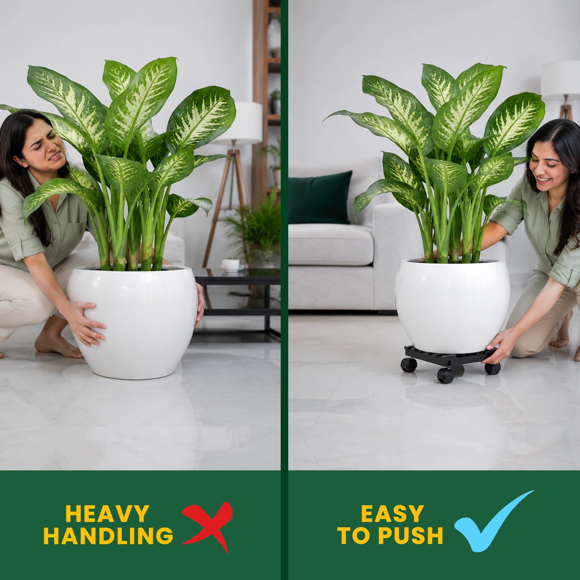 Urban Plant Square Caddy with Wheel Rolling Plant Stand (Set of 4)