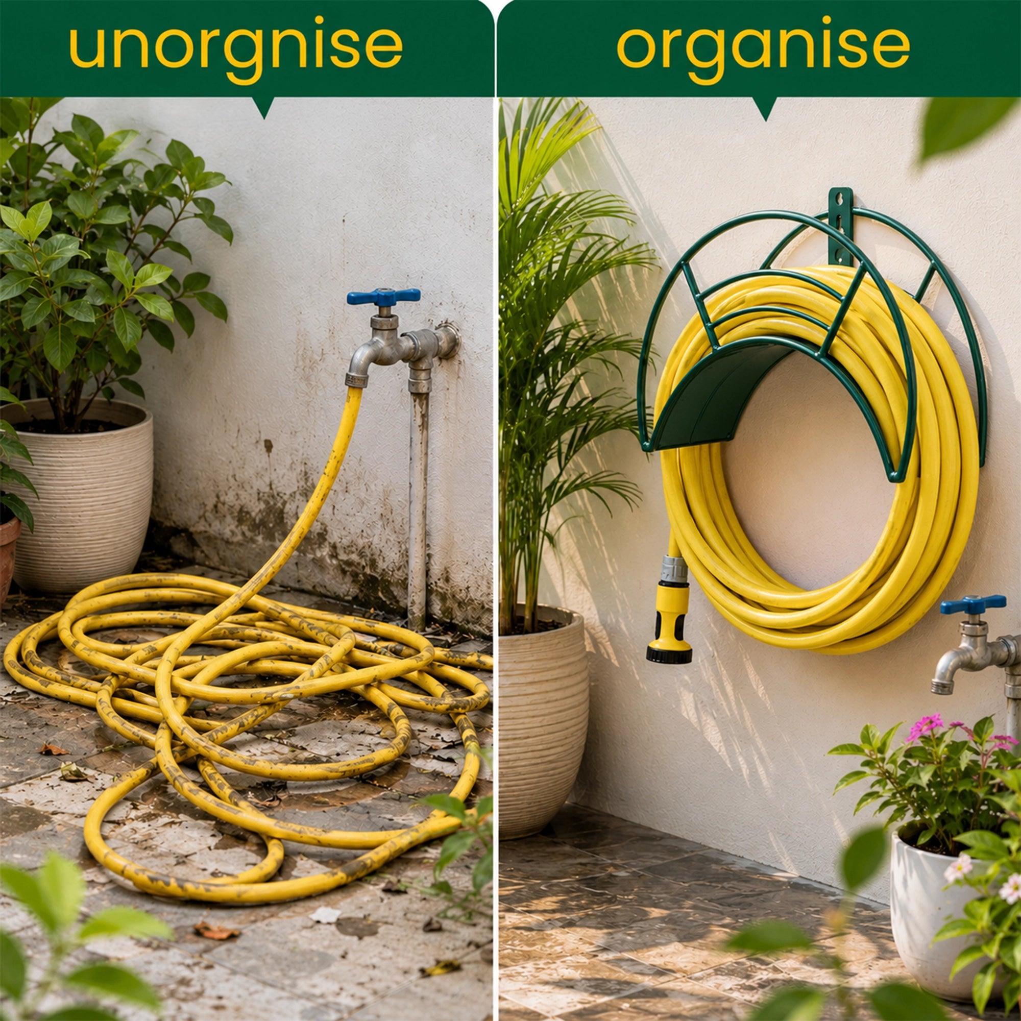 Urban Plant Wall Mount Garden Hose Hanger (Green)