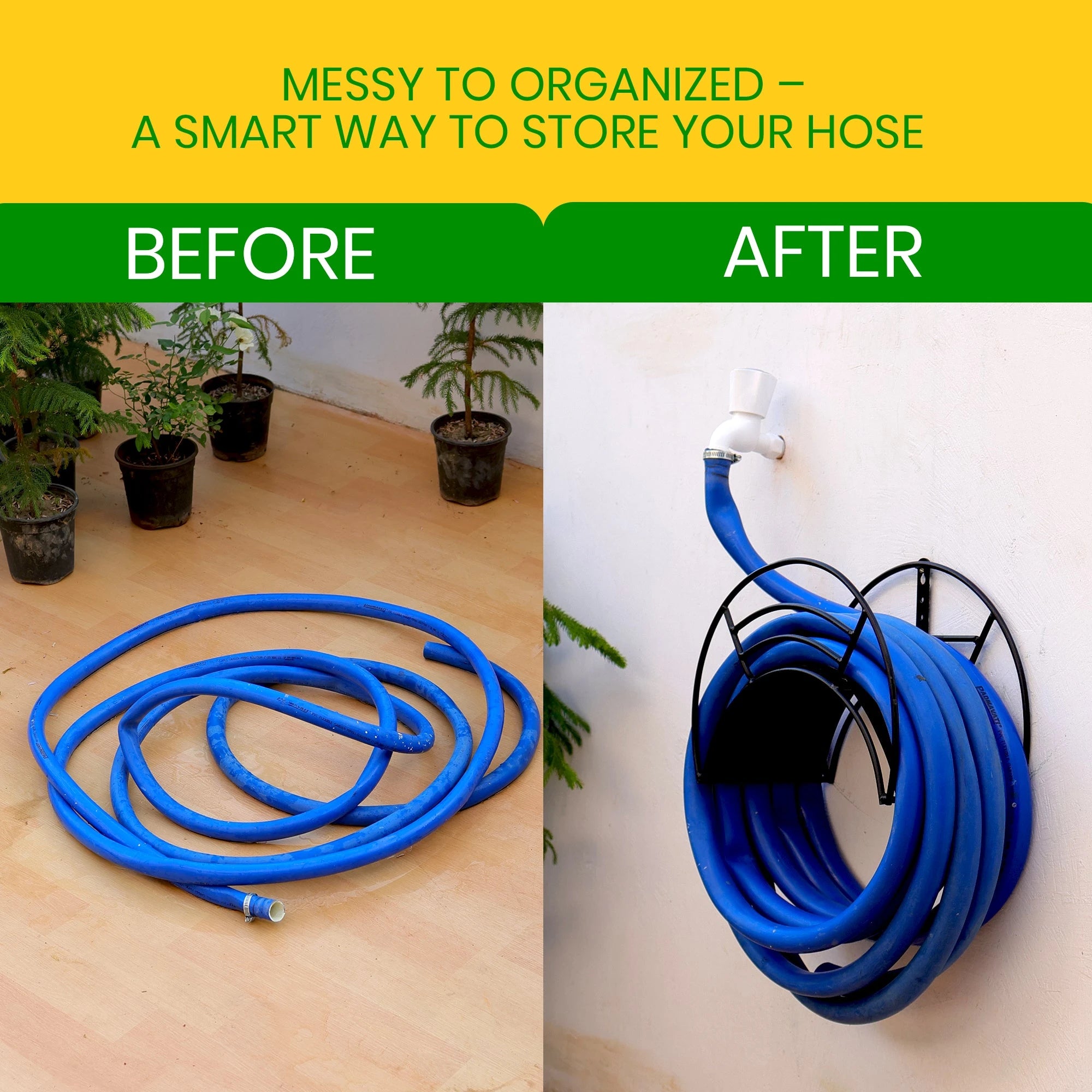 Urban Plant Wall Mount Garden Hose Hanger (Black) Gardening Accessories Urban Plant