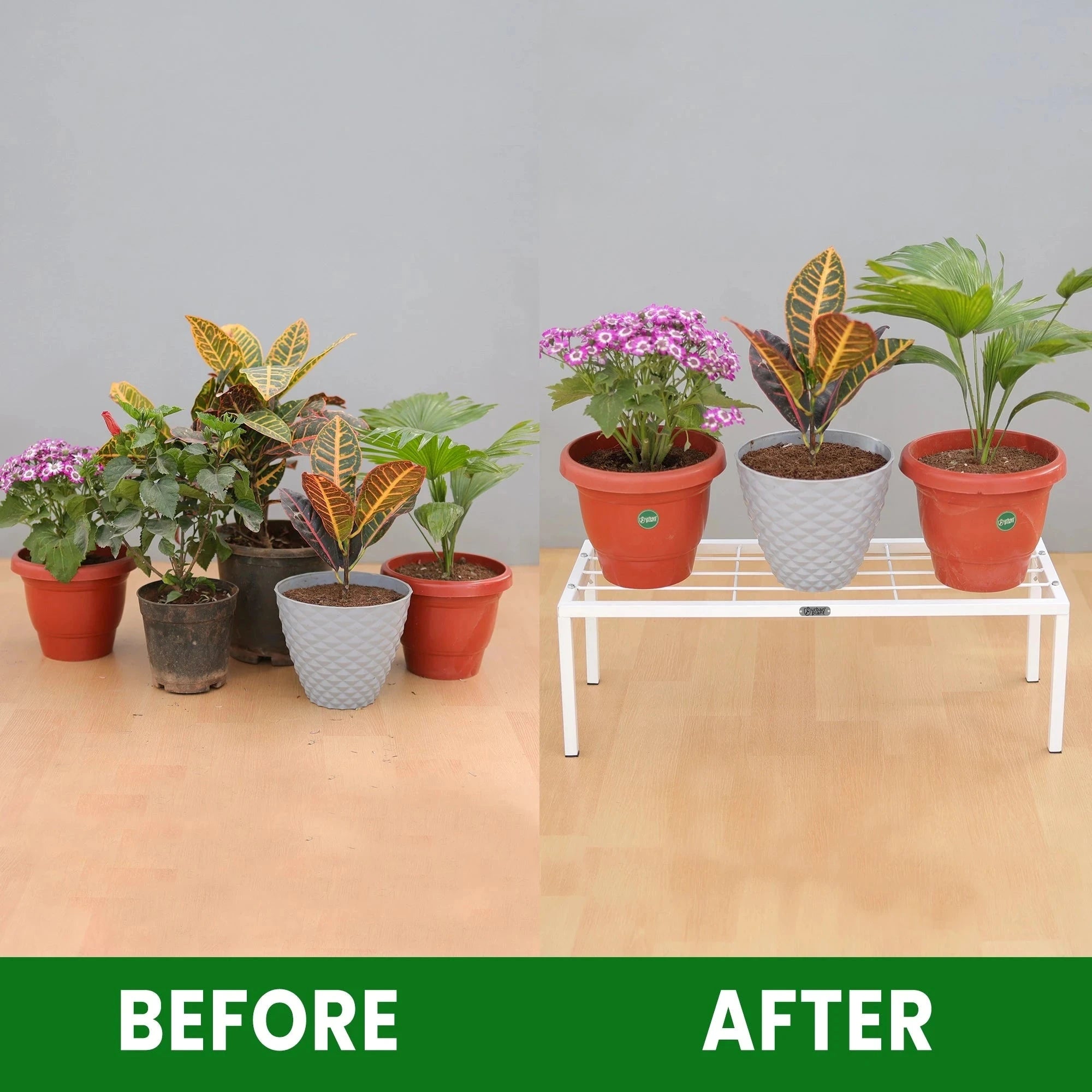 Urban Plant Apollo Metal Plant Stand for Garden (White - Set of 2) Metal Stand Urban Plant