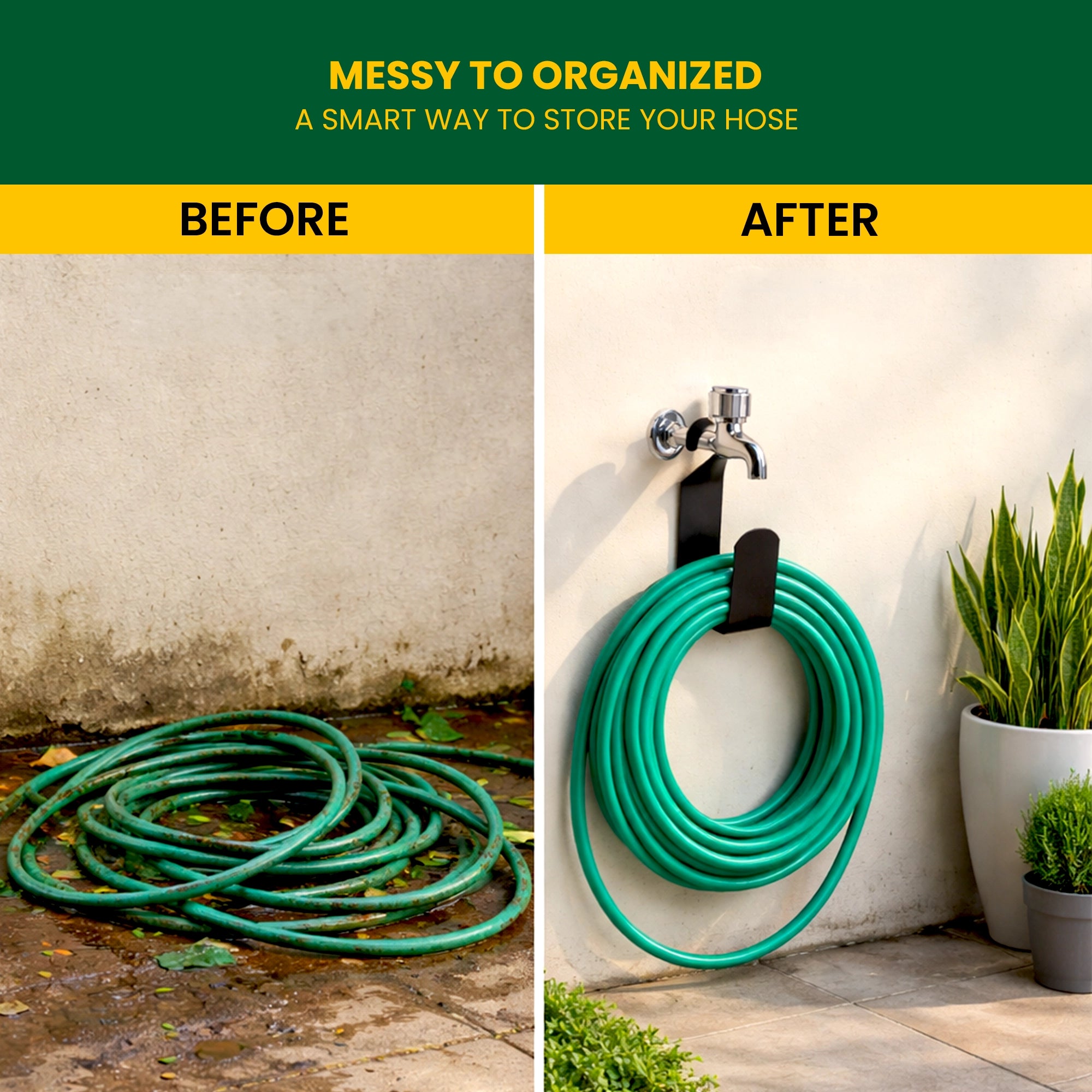 Urban Plant Hose Pipe Holder before after