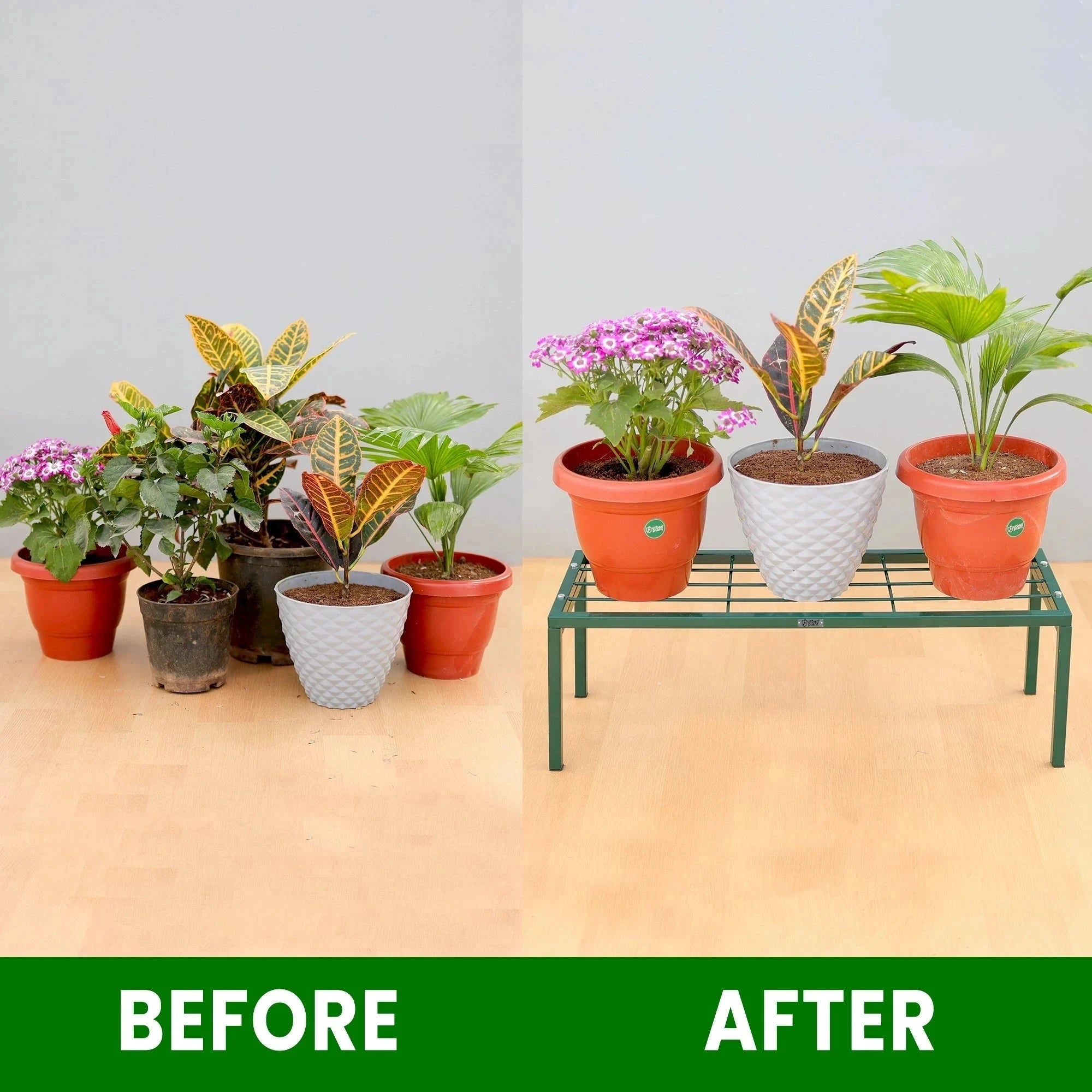 Urban Plant Apollo Metal Plant Stand for Garden (Green - Set of 2) Metal Stand Urban Plant