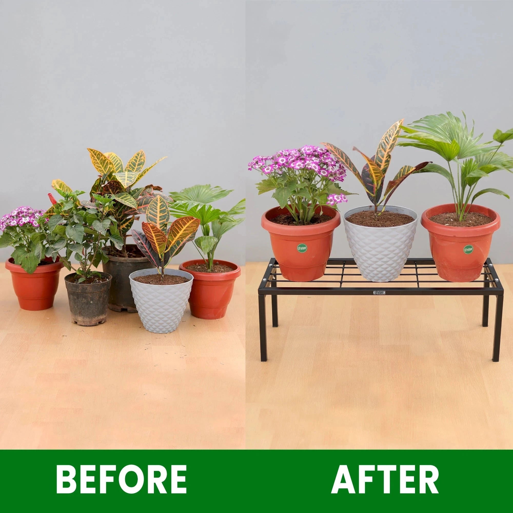 Urban Plant Apollo Metal Plant Stand for Garden (Black - Set of 2) Metal Stand Urban Plant