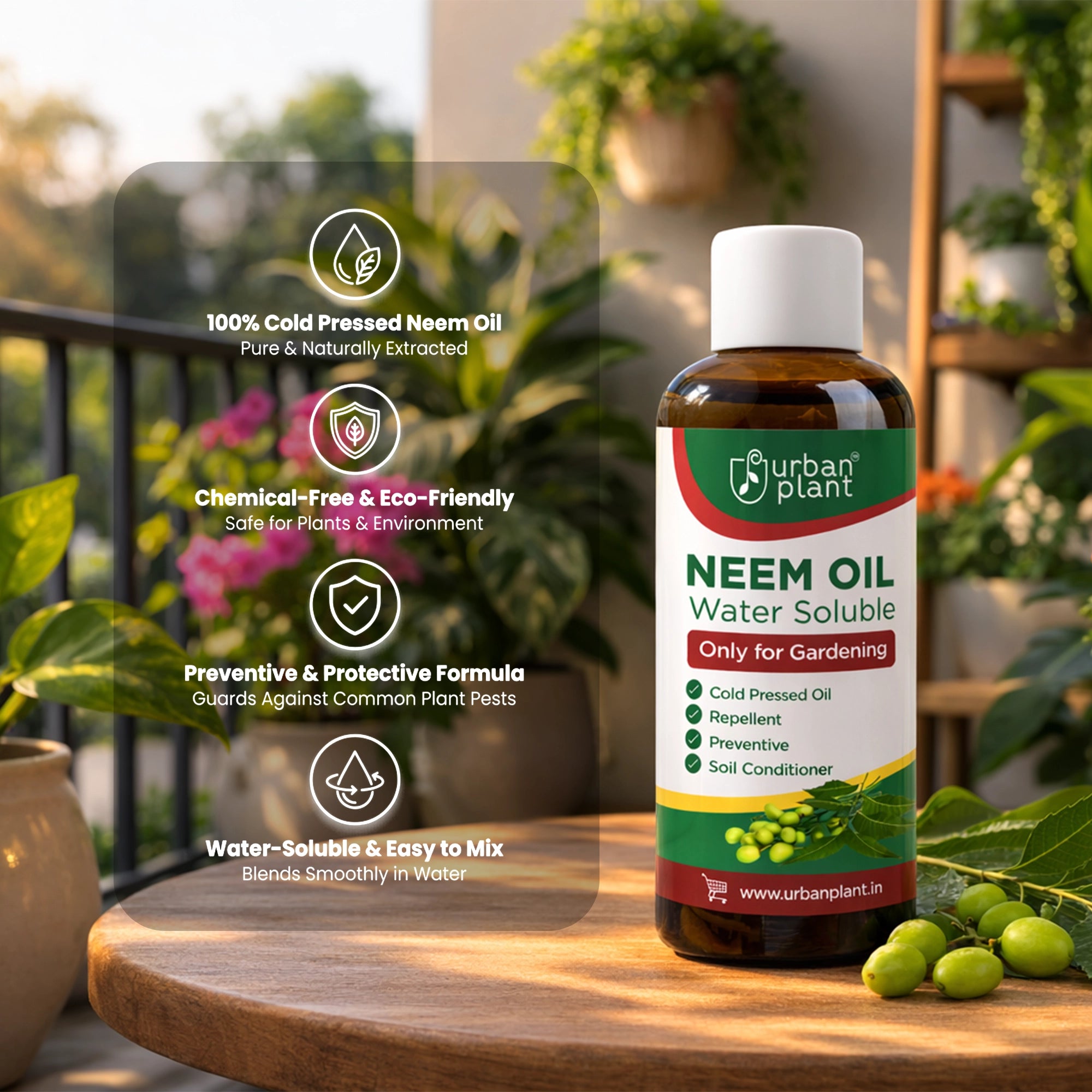 Neem Oil Water Soluble Organic Spray for Gardening Plant Care feature