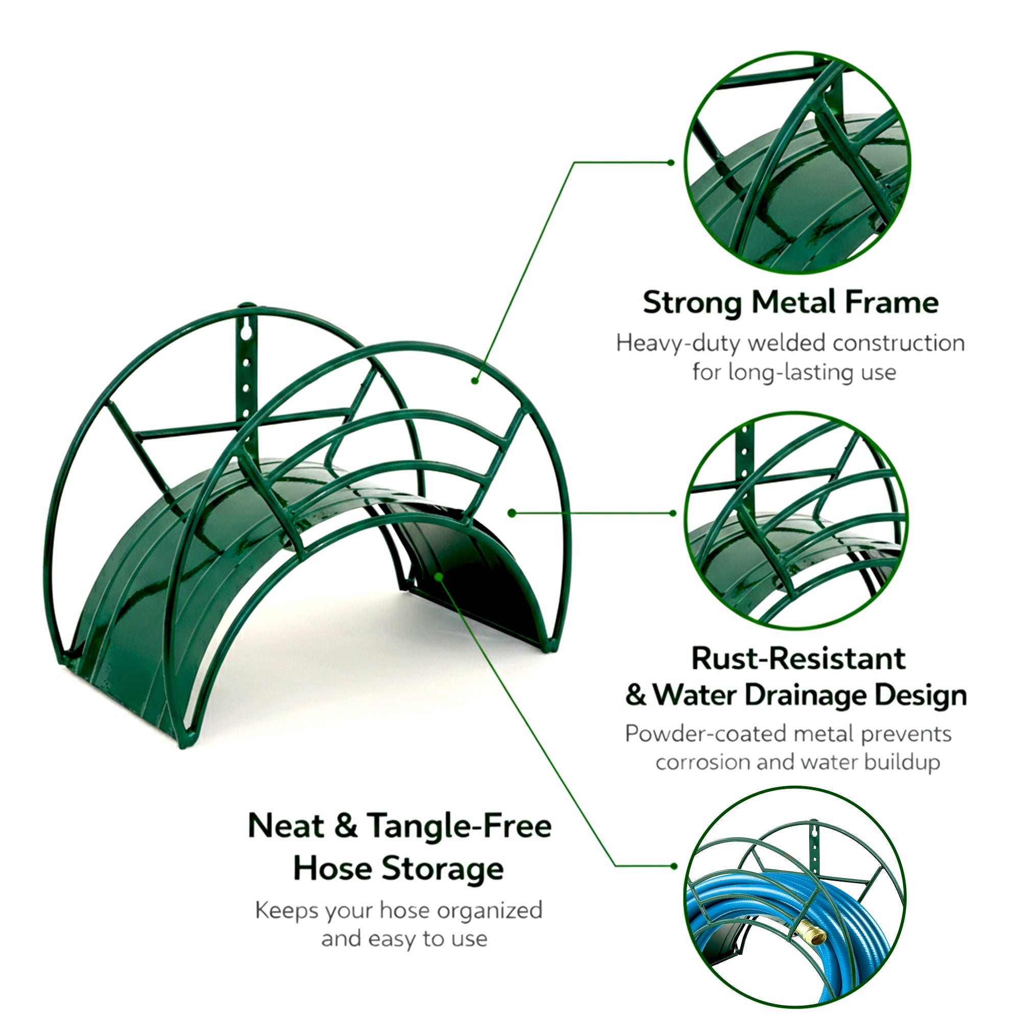 Urban Plant Wall Mount Garden Hose Hanger (Green) product feature