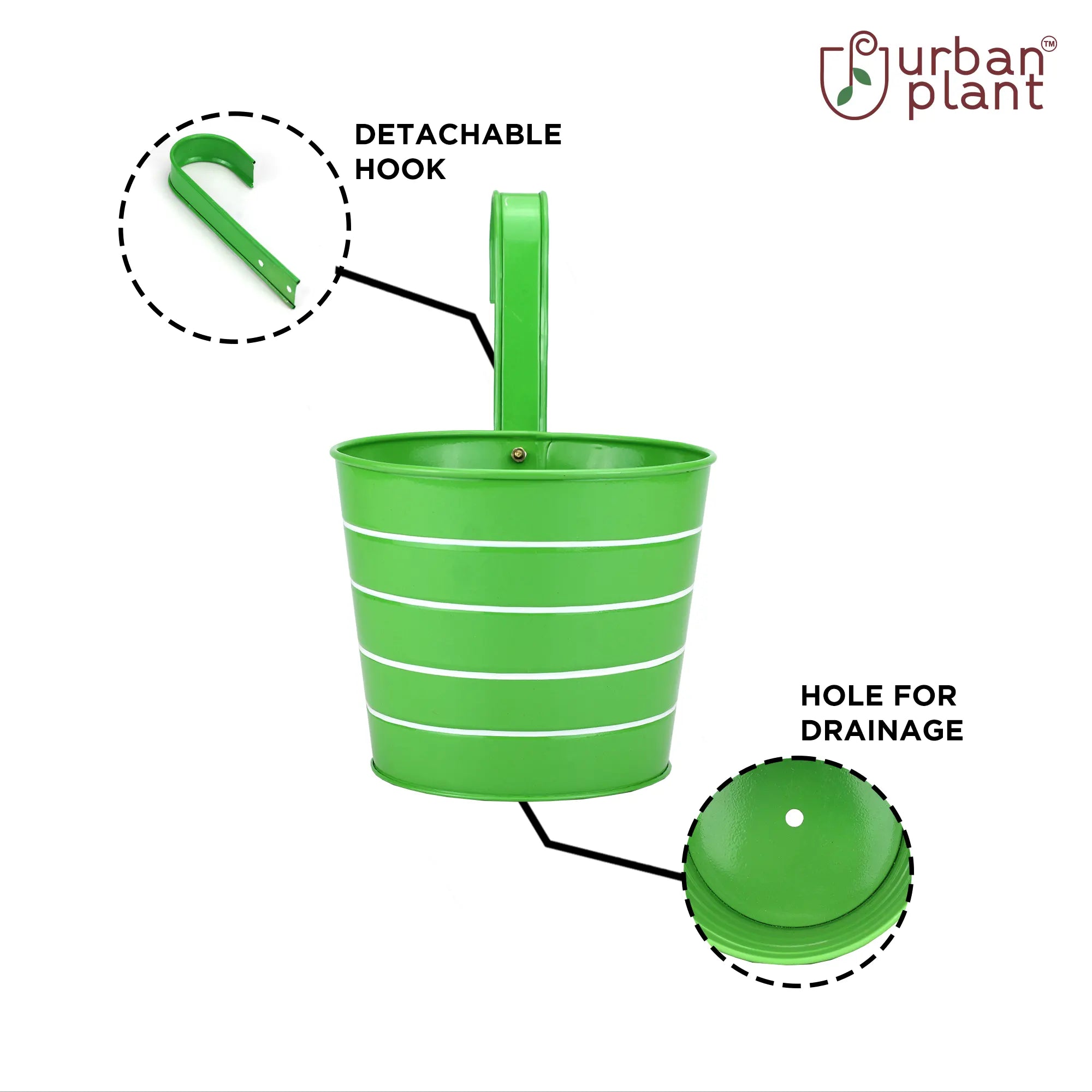 Colorful Round Shape Railing, Balcony Hanging Metal Planters (Multicolored) (Set of 5) Urban Plant