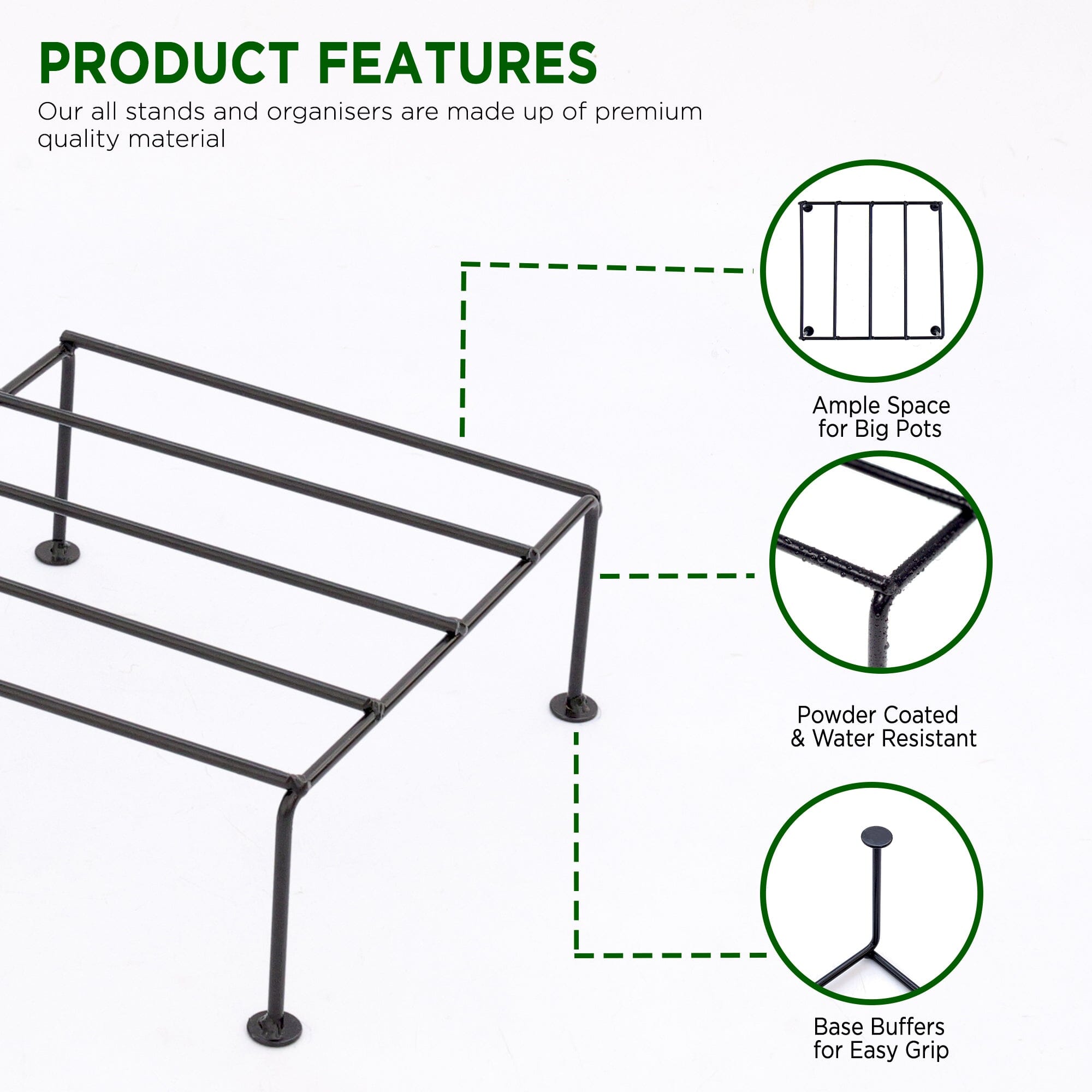 Urban Plant Titanium Stand (Set of 4 - Black) Metal Stand Urban Plant