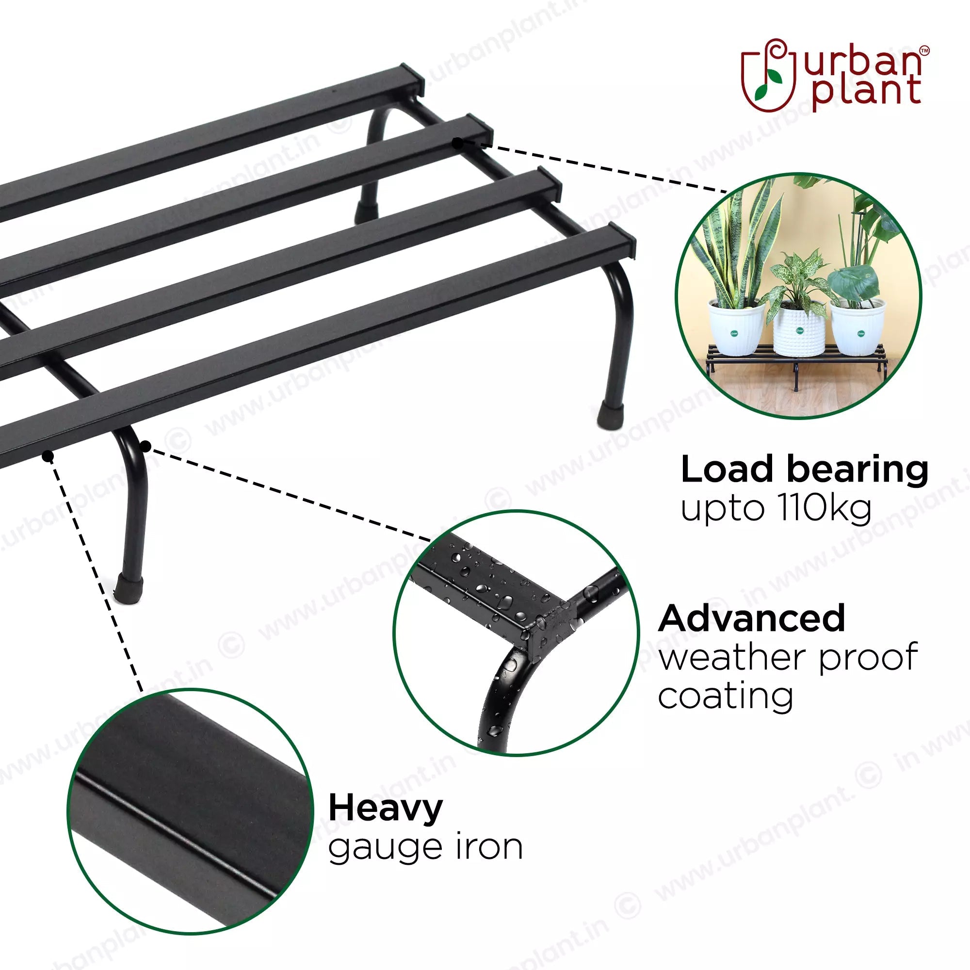 Robust Metal Planter/Pot Stand for Garden - Black Metal Stand Urban Plant