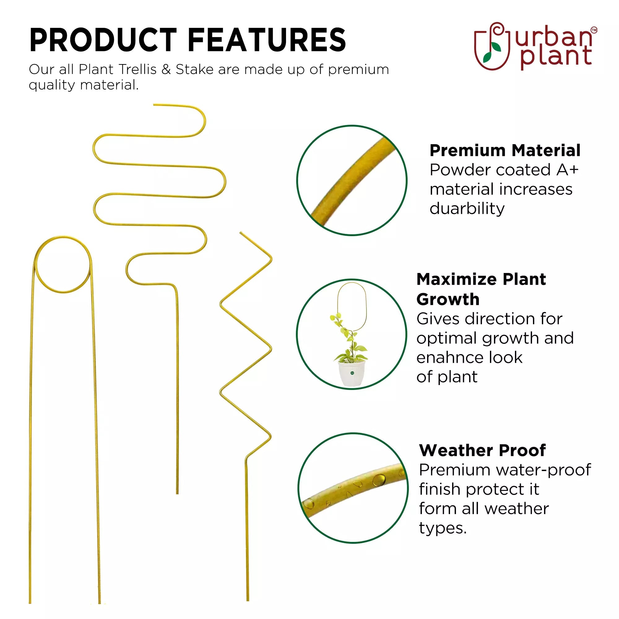 3Pcs Metal Plant Trellis for Potted Plants Urban Plant