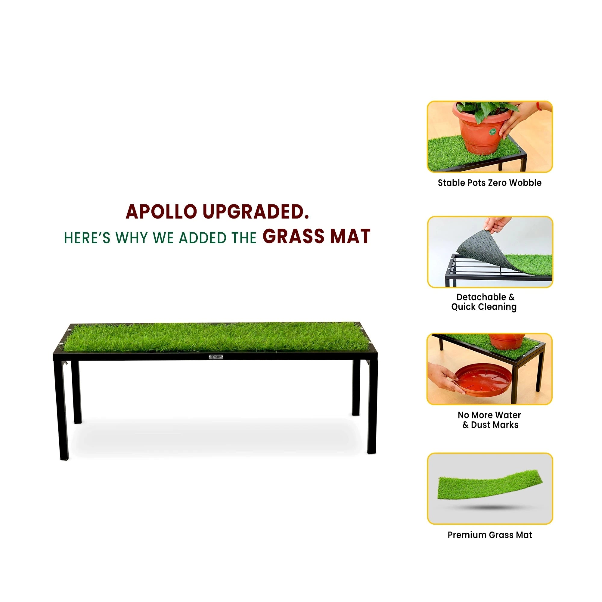 Urban Plant Apollo Plant Stand with Green Grass (Black – Set of 1) Plant Stand Urban Plant