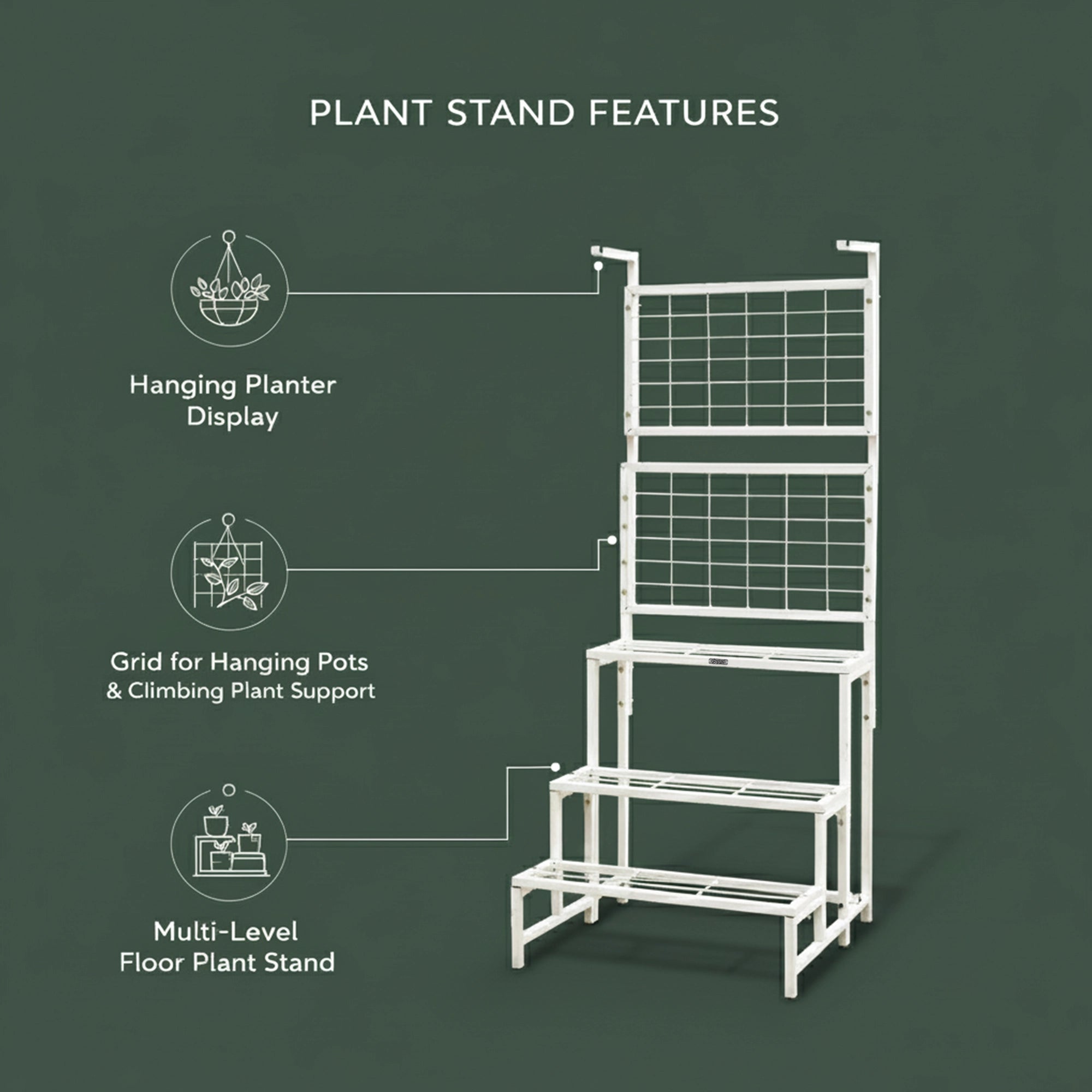 Vertical ATLAS metal plant display stand for balcony Urban Plant Feature