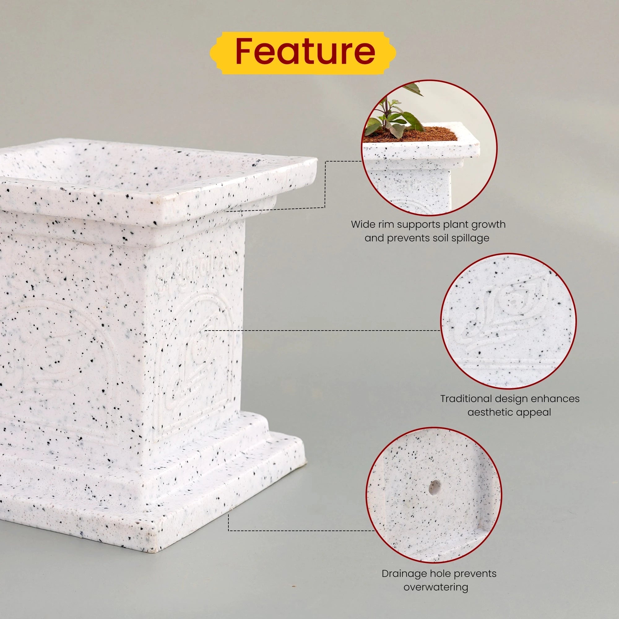 Tulsi Vatika Pot (White) Plastic Pot Urban Plant