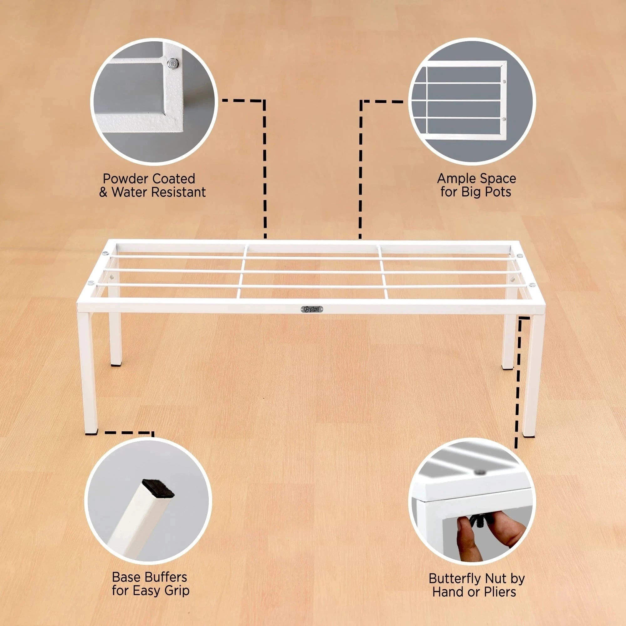 Urban Plant Apollo Metal Plant Stand for Garden (White - Set of 2) Metal Stand Urban Plant