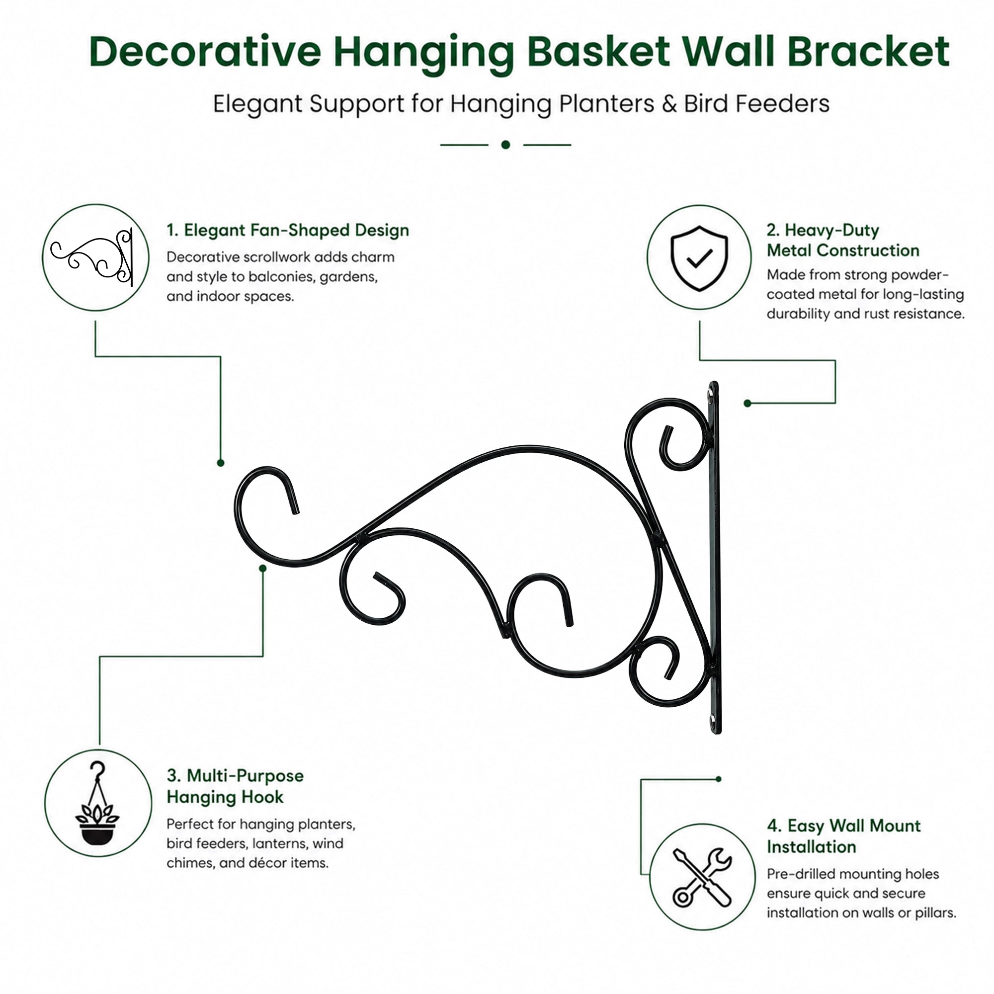 Curved Wall Bracket for Plant - (Set of 2)