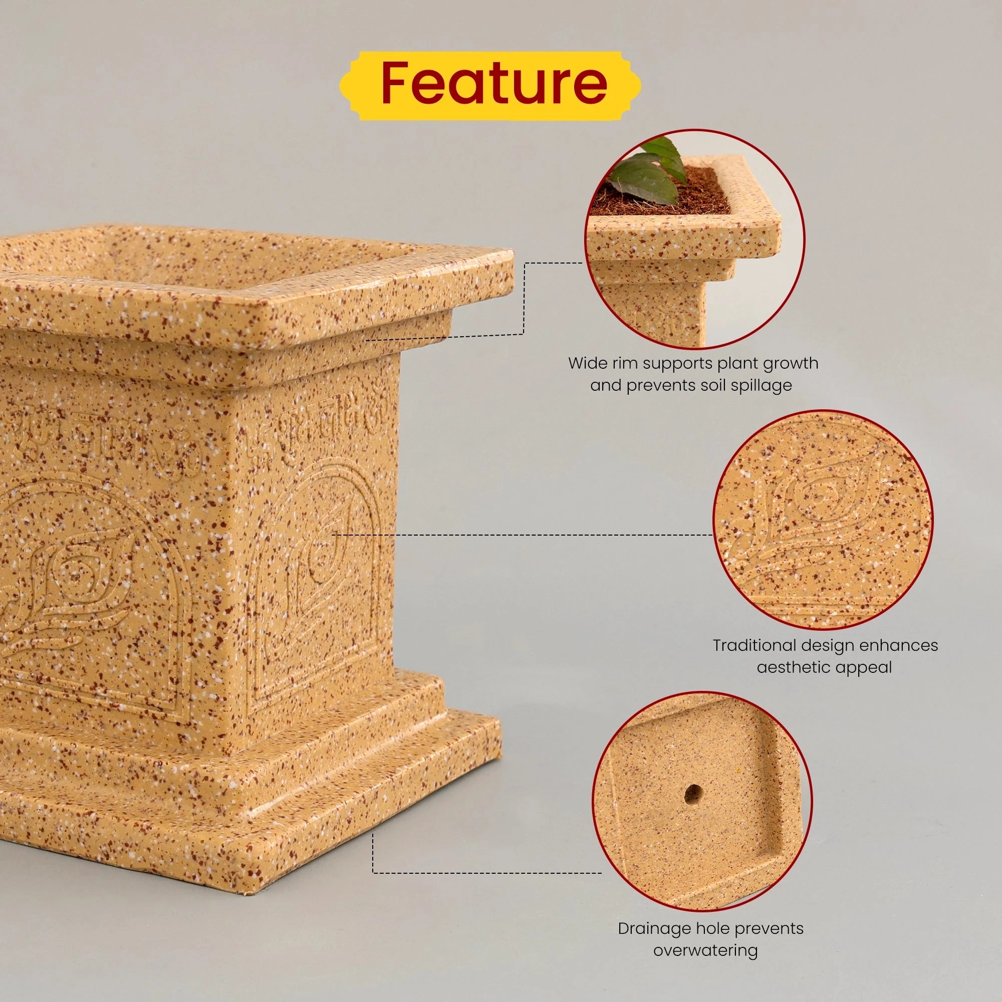 Tulsi Vatika Pot (Cream) Plastic Pot Urban Plant