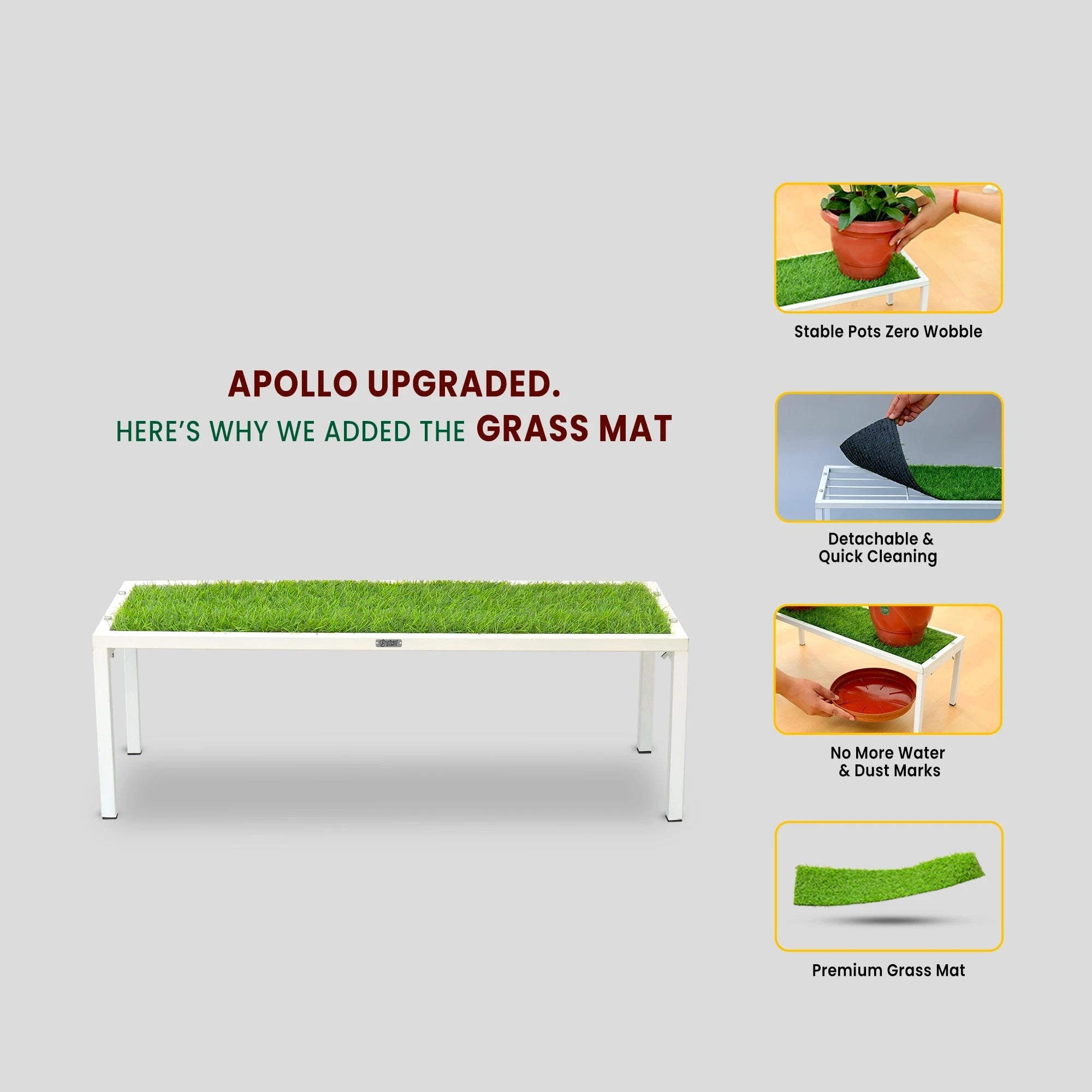 Urban Plant Apollo Plant Stand with Green Grass (White – Set of 4) Plant Stand Urban Plant