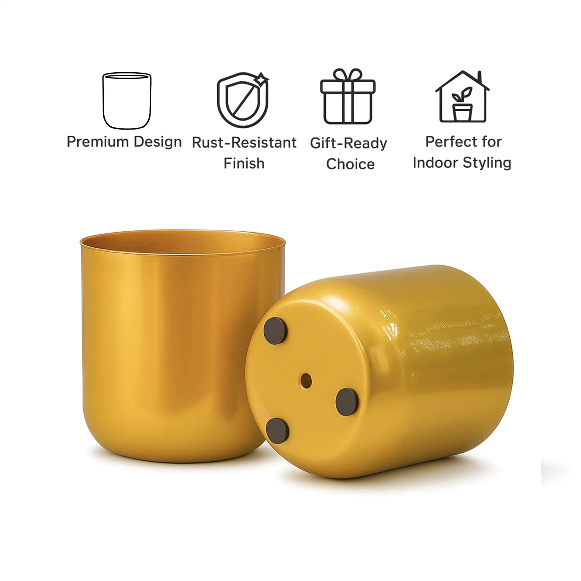 Metallic Miniature Planter (Gold - Pack of 2) Metal Planter Urban Plant