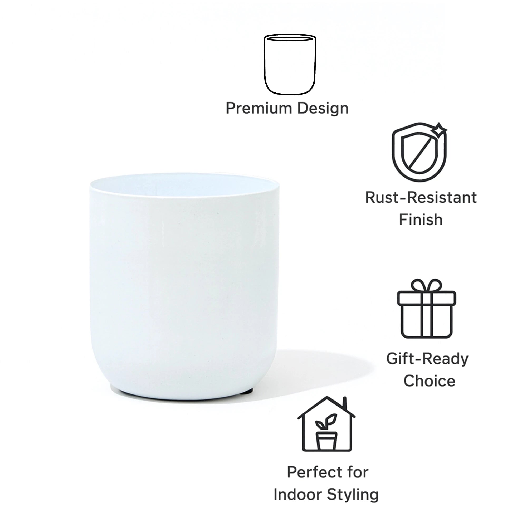 Metallic Miniature Planter (White - Pack of 1) Metal Planter Urban Plant