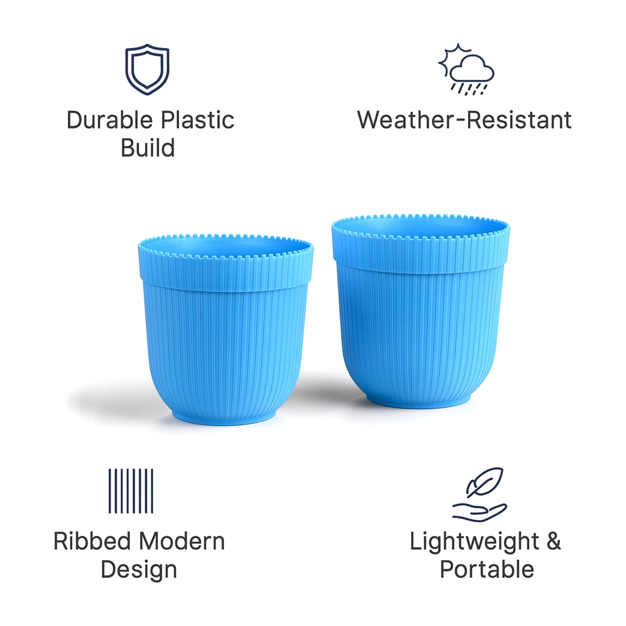 Polymer Round Pots - (Set of 2) Plastic Pot Urban Plant