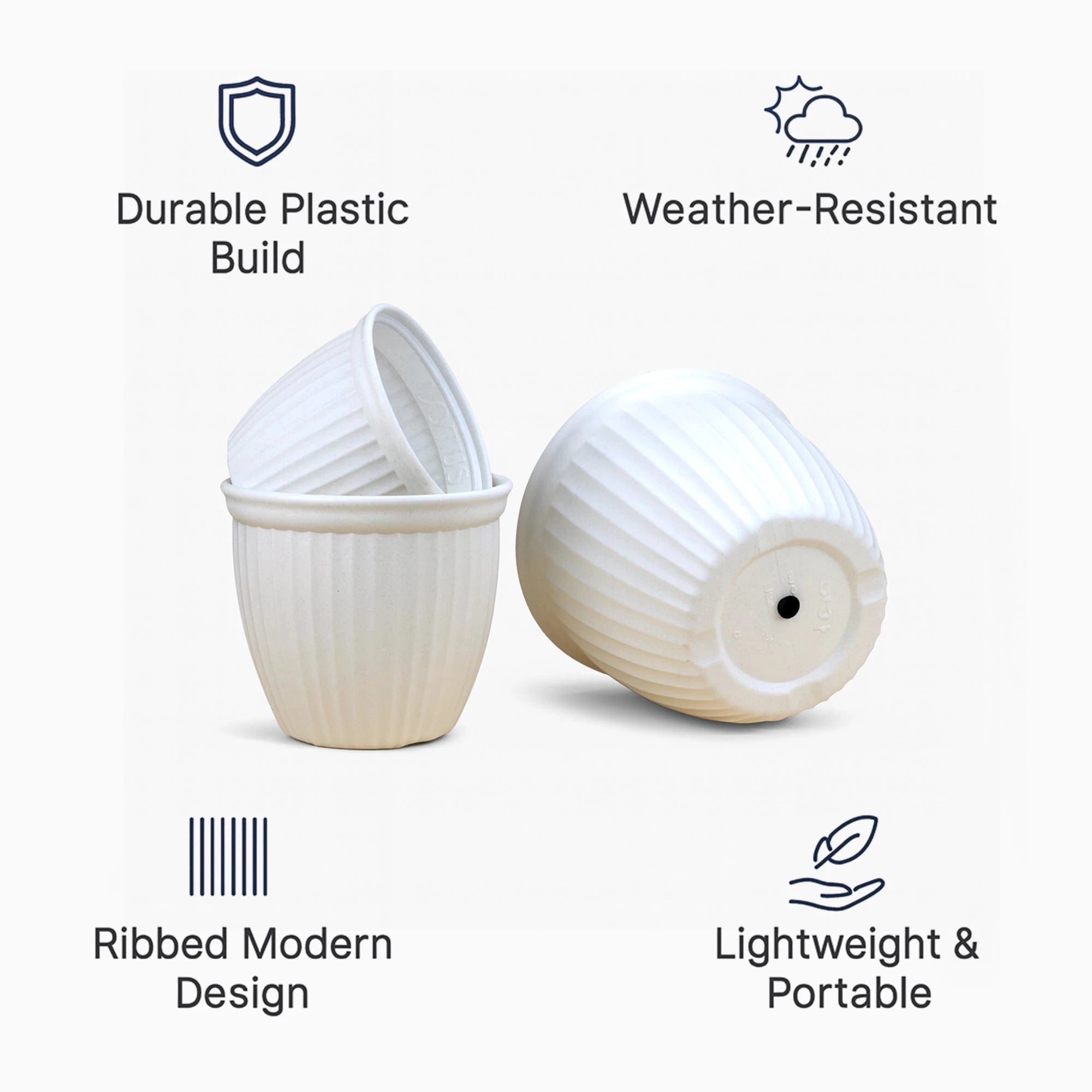 Lotus Planters - (Set of 3) Plastic Pot Urban Plant