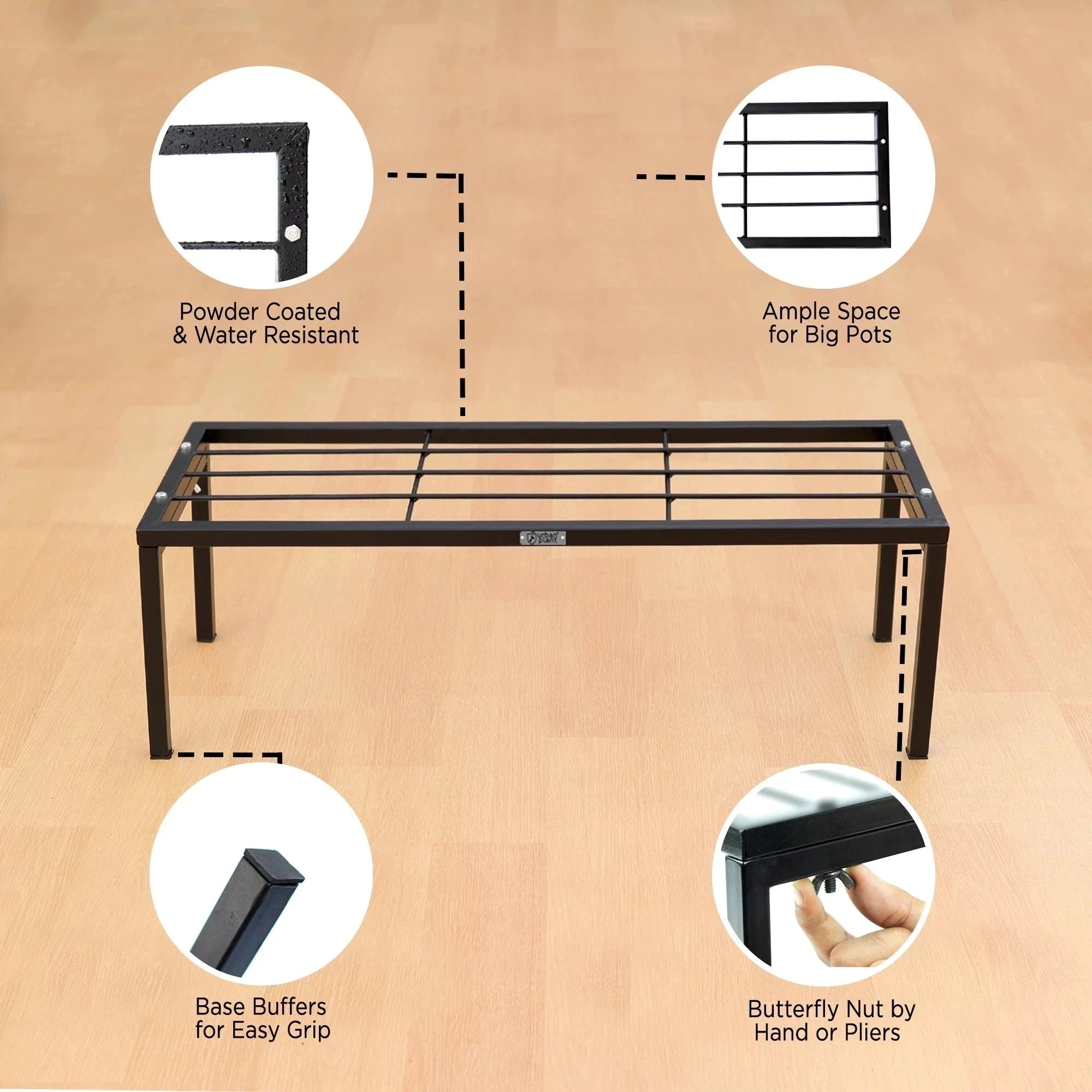 Urban Plant Apollo Metal Plant Stand for Garden (Black - Set of 2) Metal Stand Urban Plant