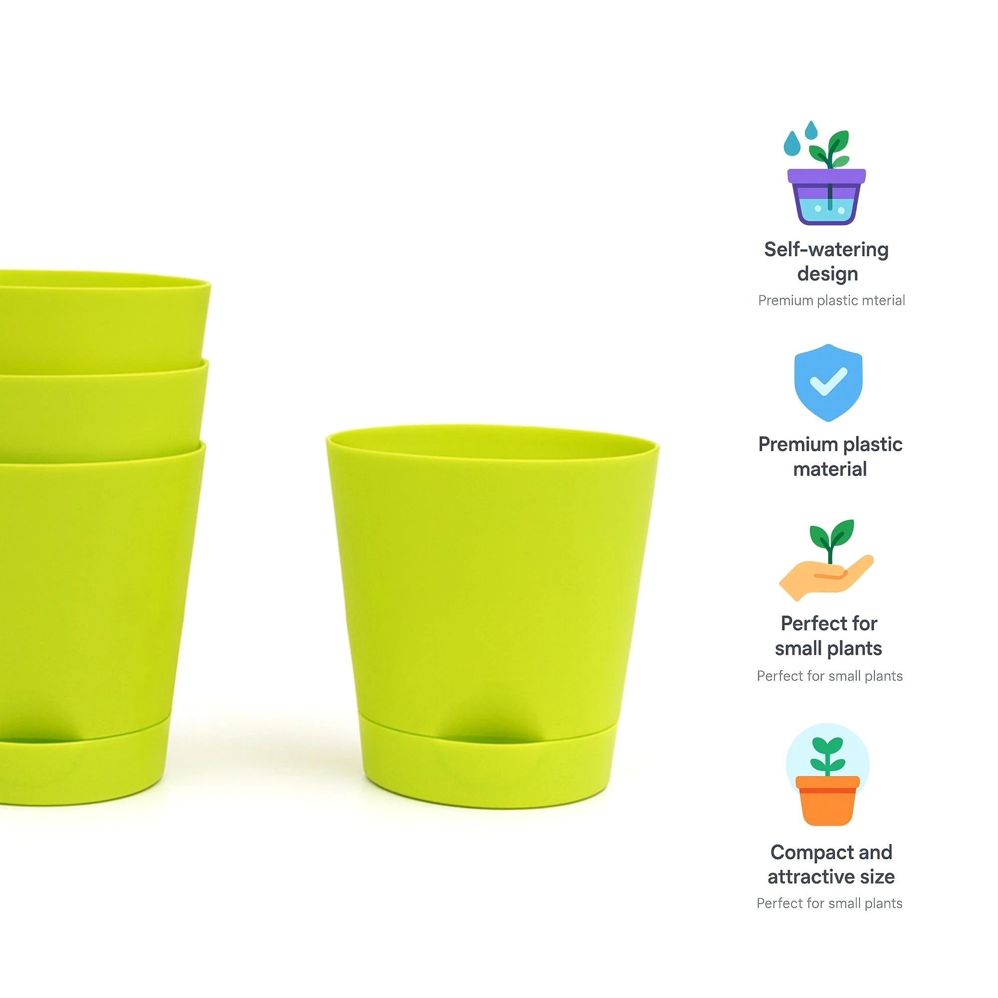 Vivid Self Watering Pot - (Set Of 4) Plastic Pot Urban Plant