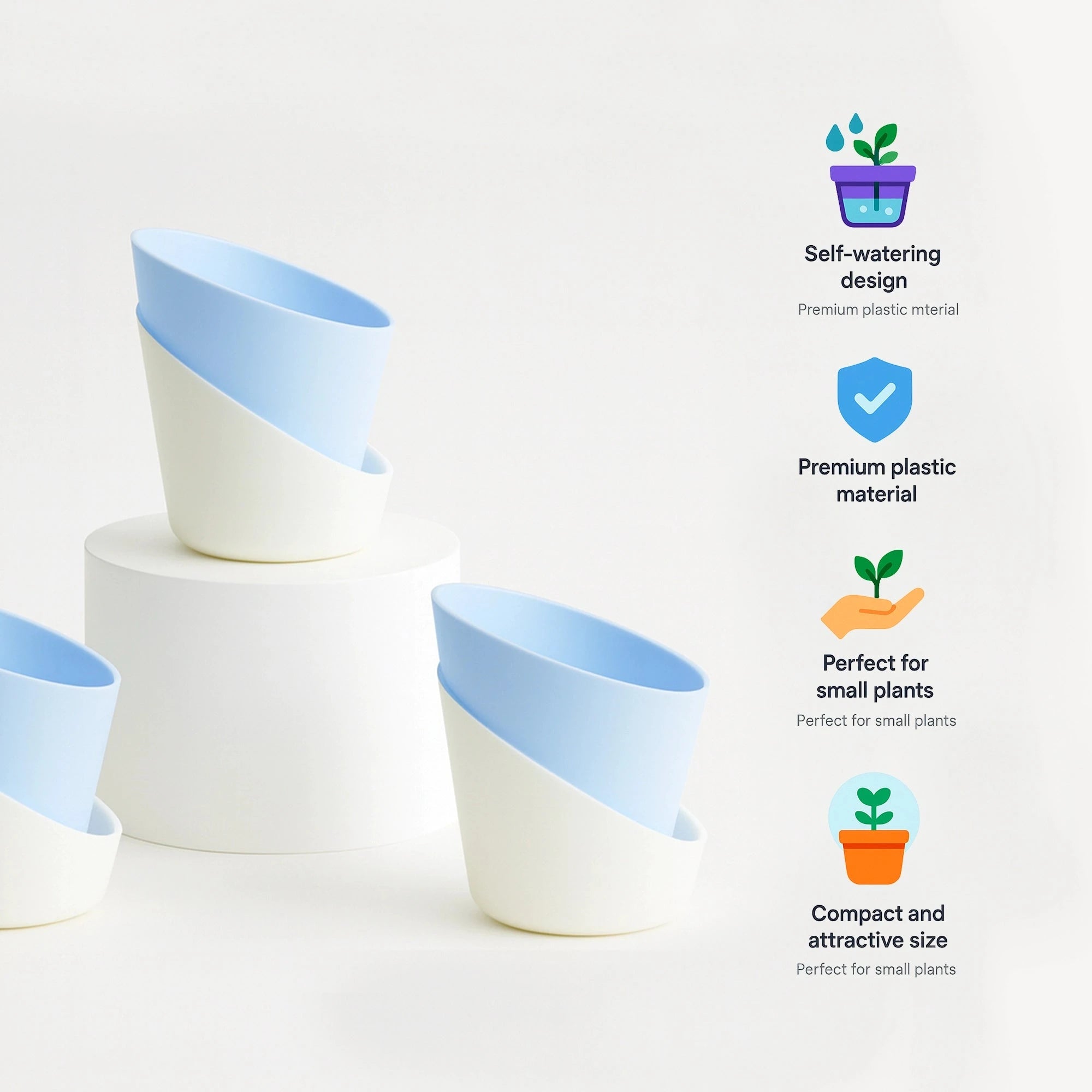 Satin Self Watering Pot Plastic Pot Urban Plant