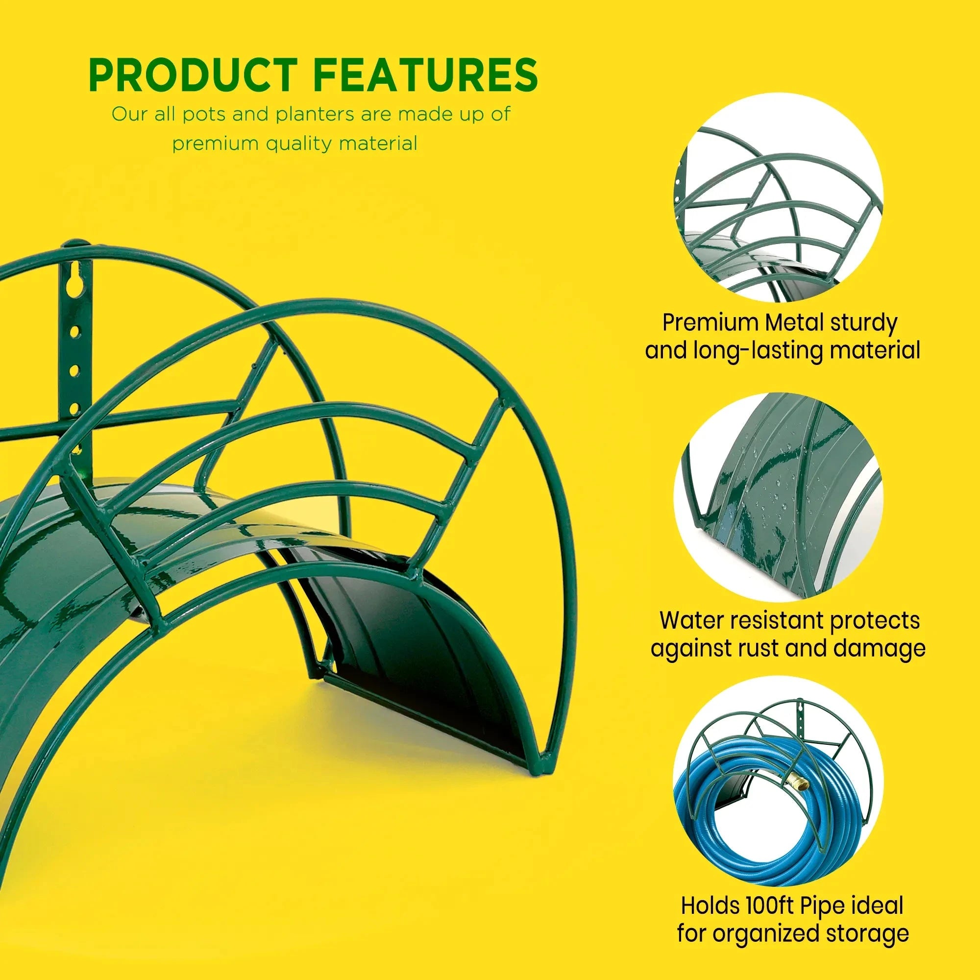 Urban Plant Wall Mount Garden Hose Hanger (Green) Gardening Accessories Urban Plant