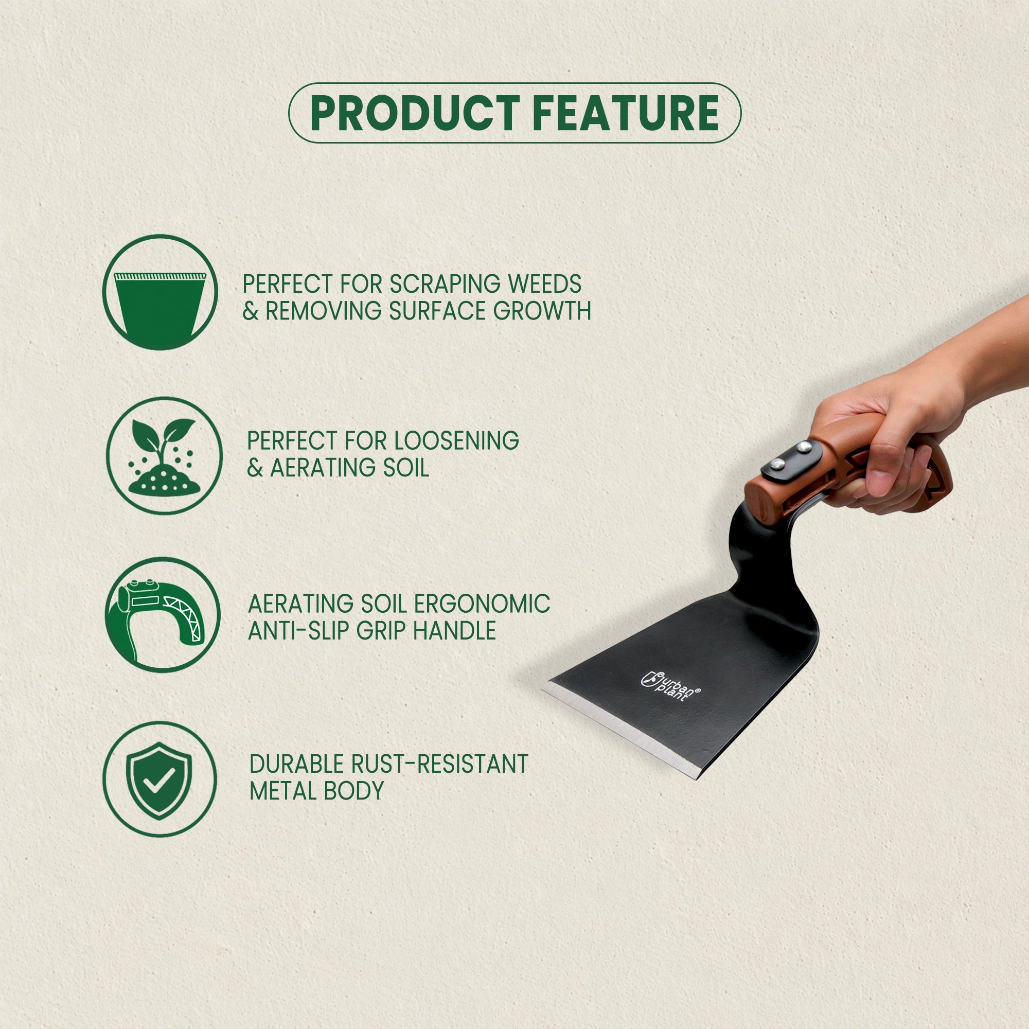 Hand Hoe for Gardening – Wide Metal Khurpa | Urban Plant