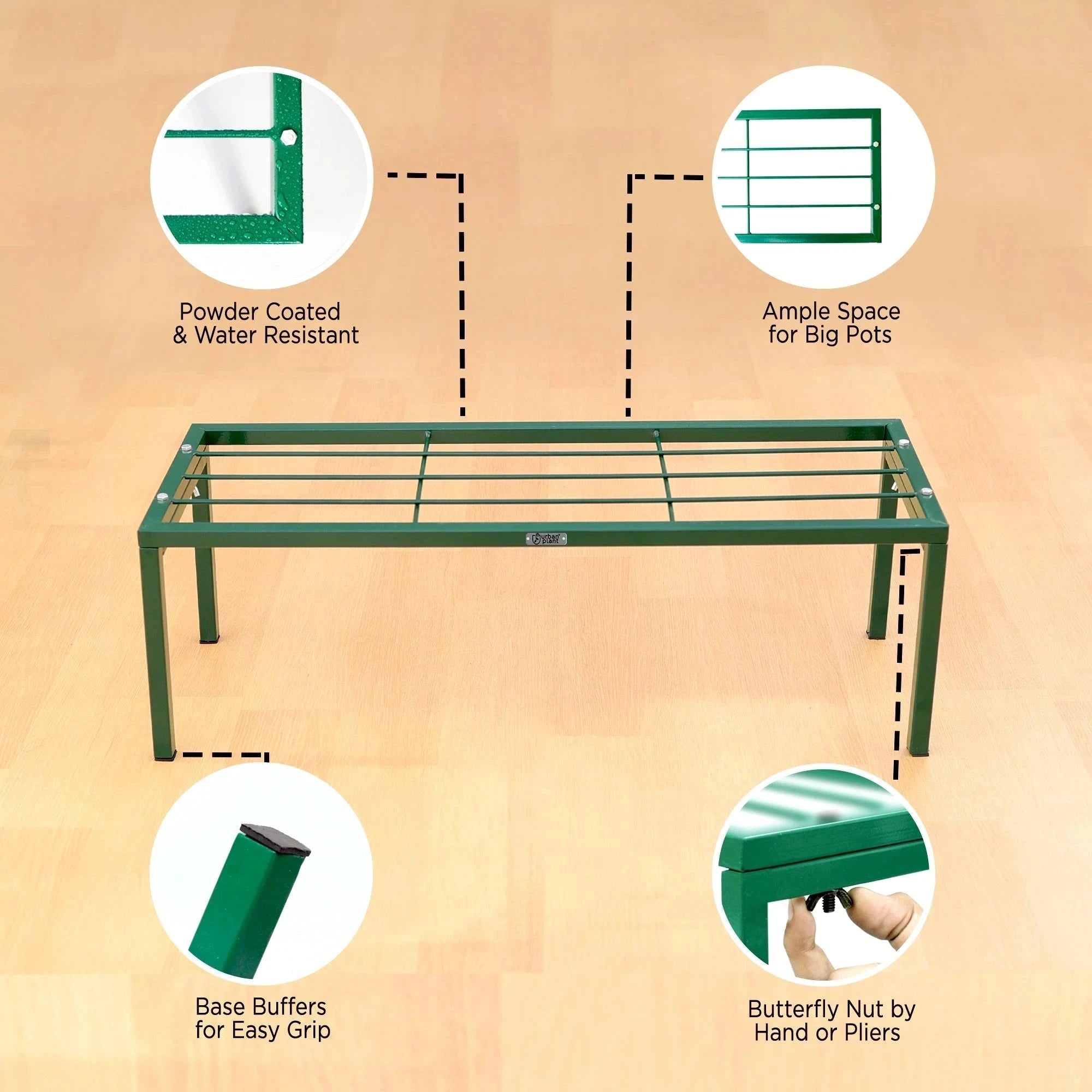Urban Plant Apollo Metal Plant Stand for Garden (Green - Set of 1) Metal Stand Urban Plant