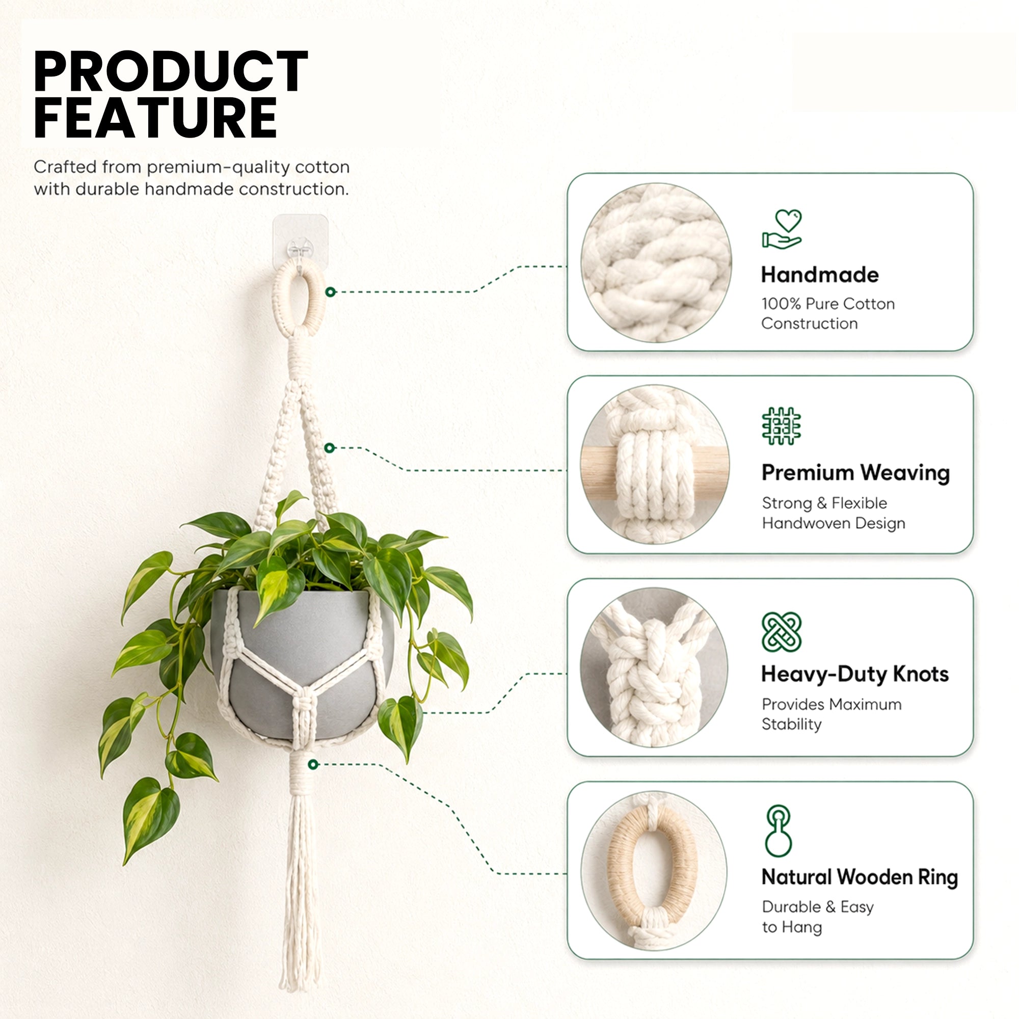 Urban Plant Modern Chic Macrame Plant Hanger