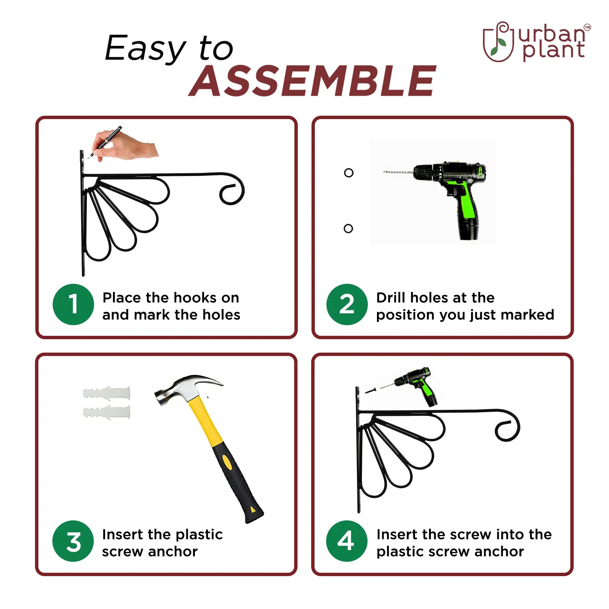 Wall Bracket for Plants (Set of 2) Wall Hanging Planter Urban Plant