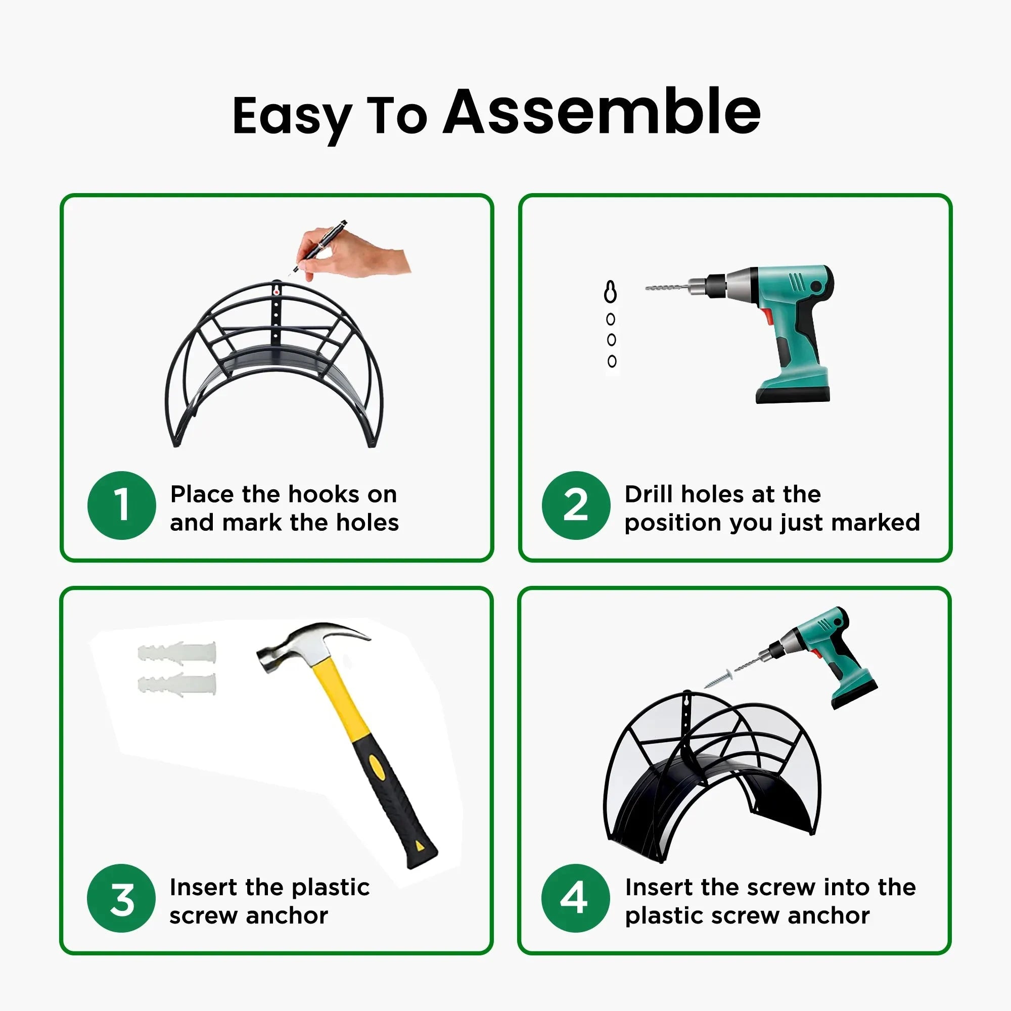 Urban Plant Wall Mount Garden Hose Hanger (Black) Gardening Accessories Urban Plant