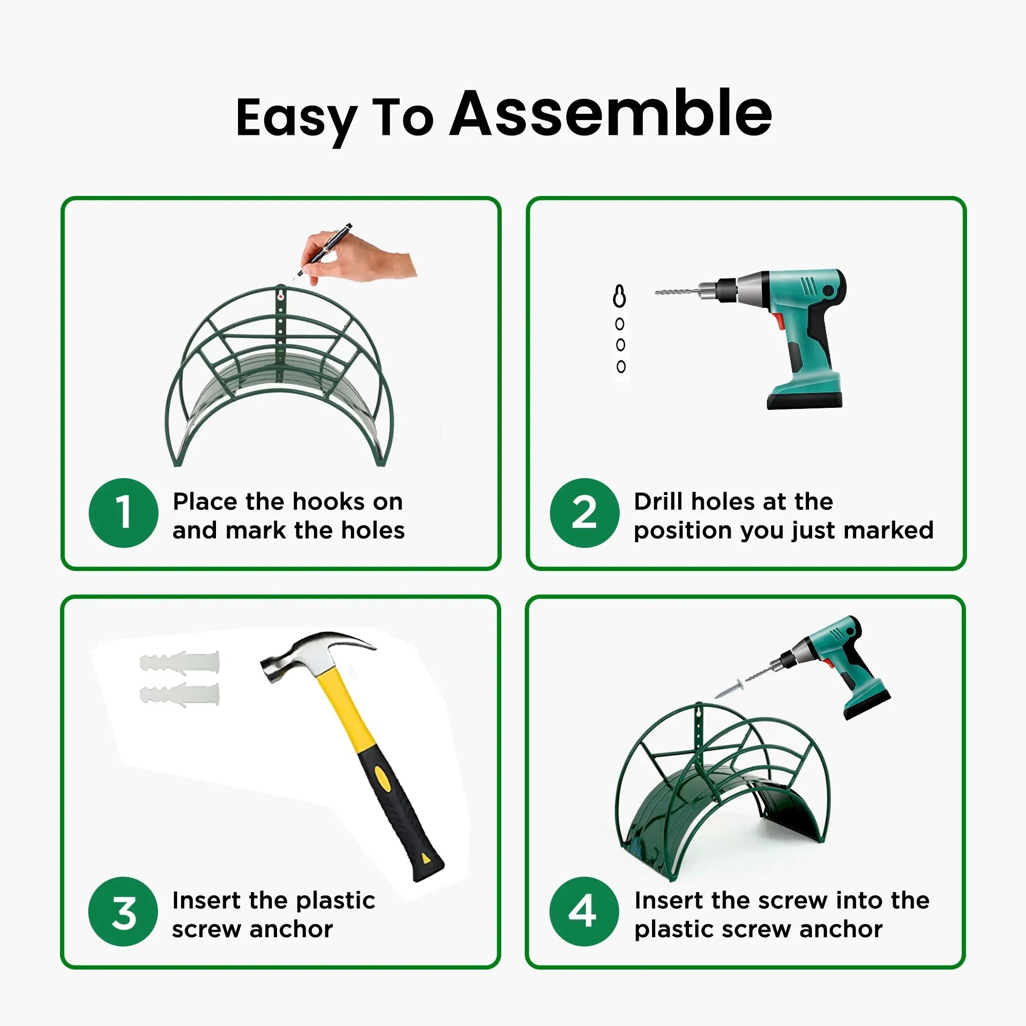 Urban Plant Wall Mount Garden Hose Hanger (Green) Gardening Accessories Urban Plant