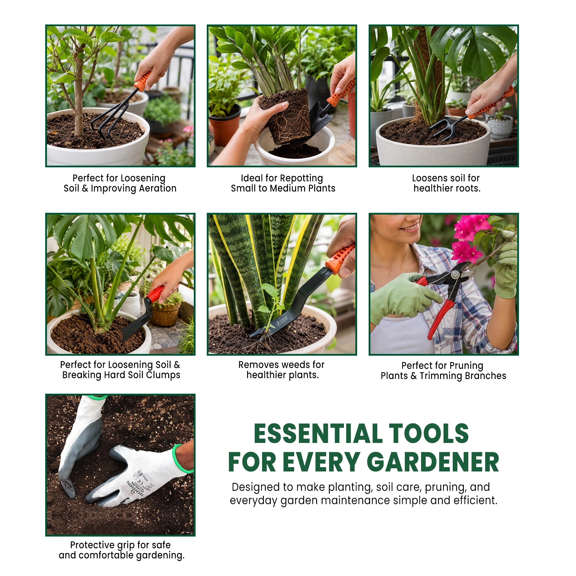 Urban Plant 7-Piece Essential Gardening Tools Kit