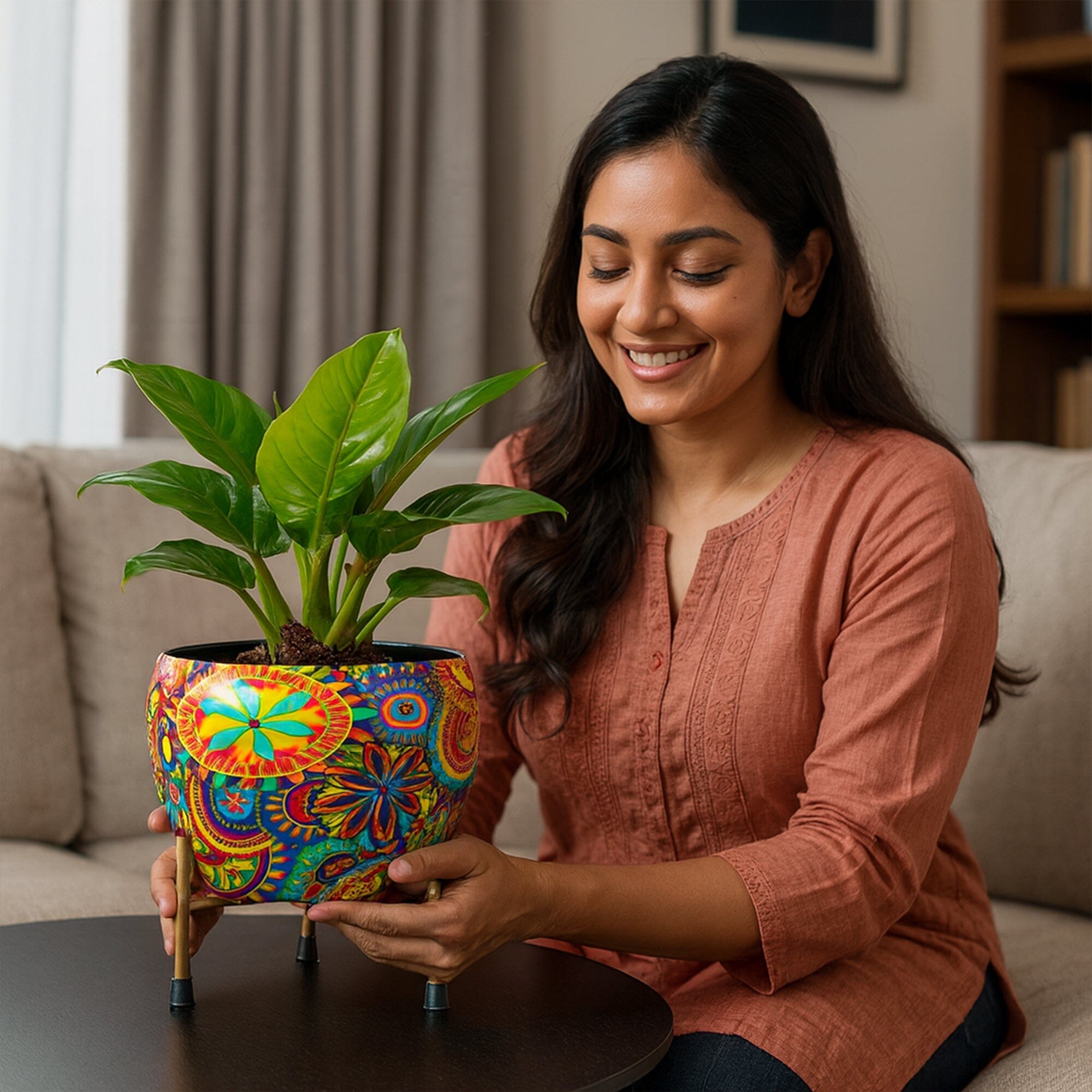 Mystic Metal Pot with Stand Metal Planter Urban Plant