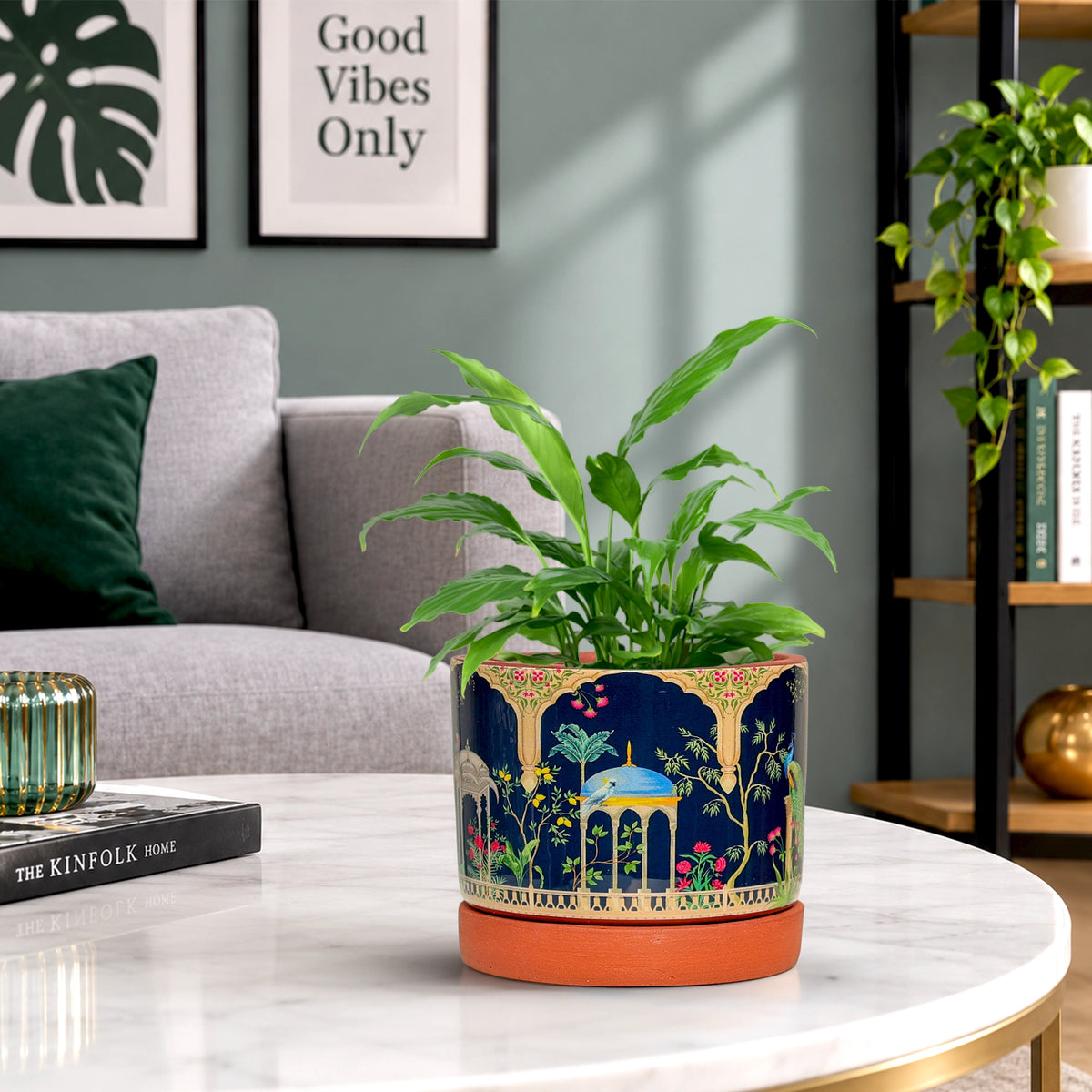 Riyasat 3D Terracotta Pot With Saucer