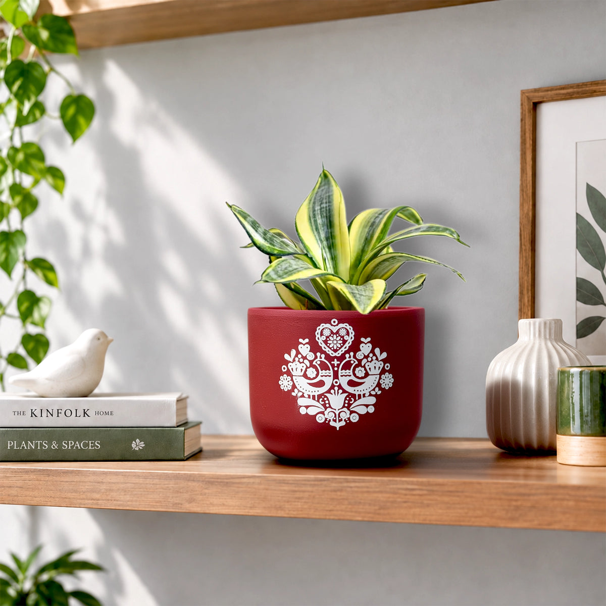 Urban Plant Folk Heart Terracotta Pot