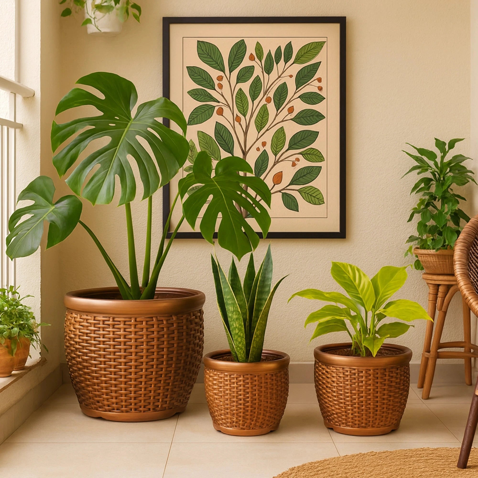 Mat Classy Planters - (Set of 3) Plastic Pot Urban Plant