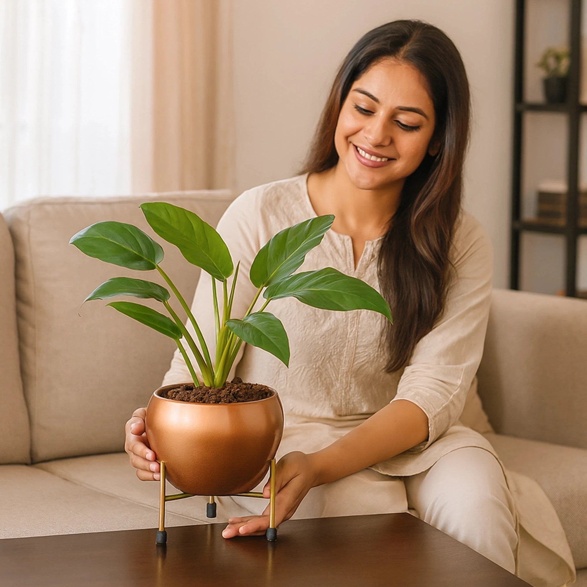 Seraphine Pot with Stand Metal Planter Urban Plant