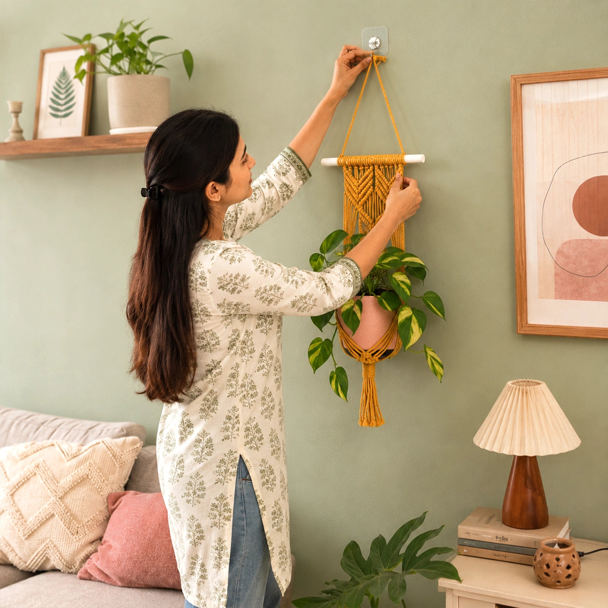 Urban Plant Mustard Bliss Macrame Plant Hanger