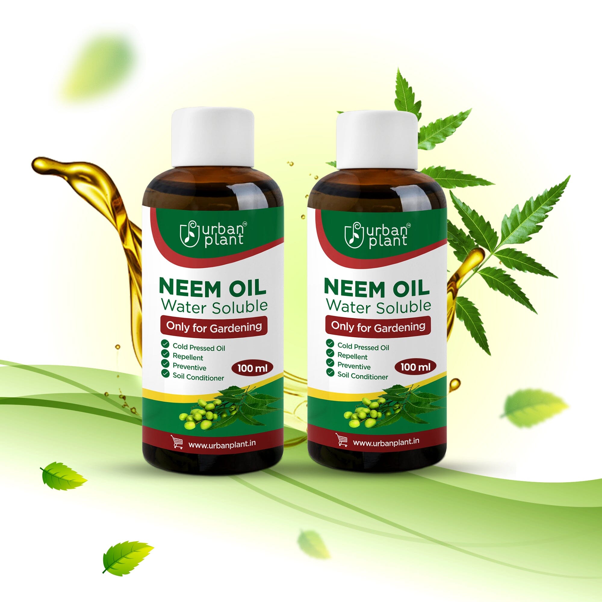 Neem Oil Water Soluble Organic Spray for Gardening Plant Care Urban Plant Pack of 2