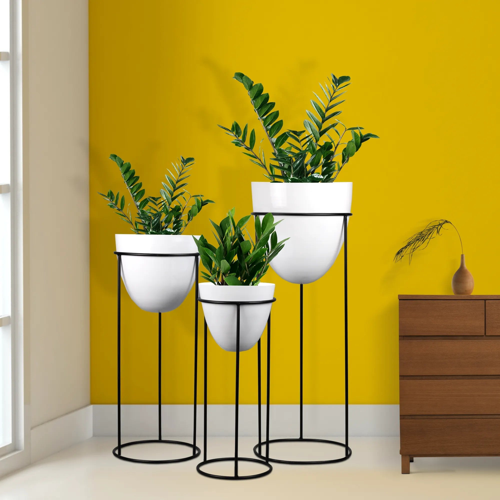Oval Floor Standing Planters (Set of 3) Urban Plant White 