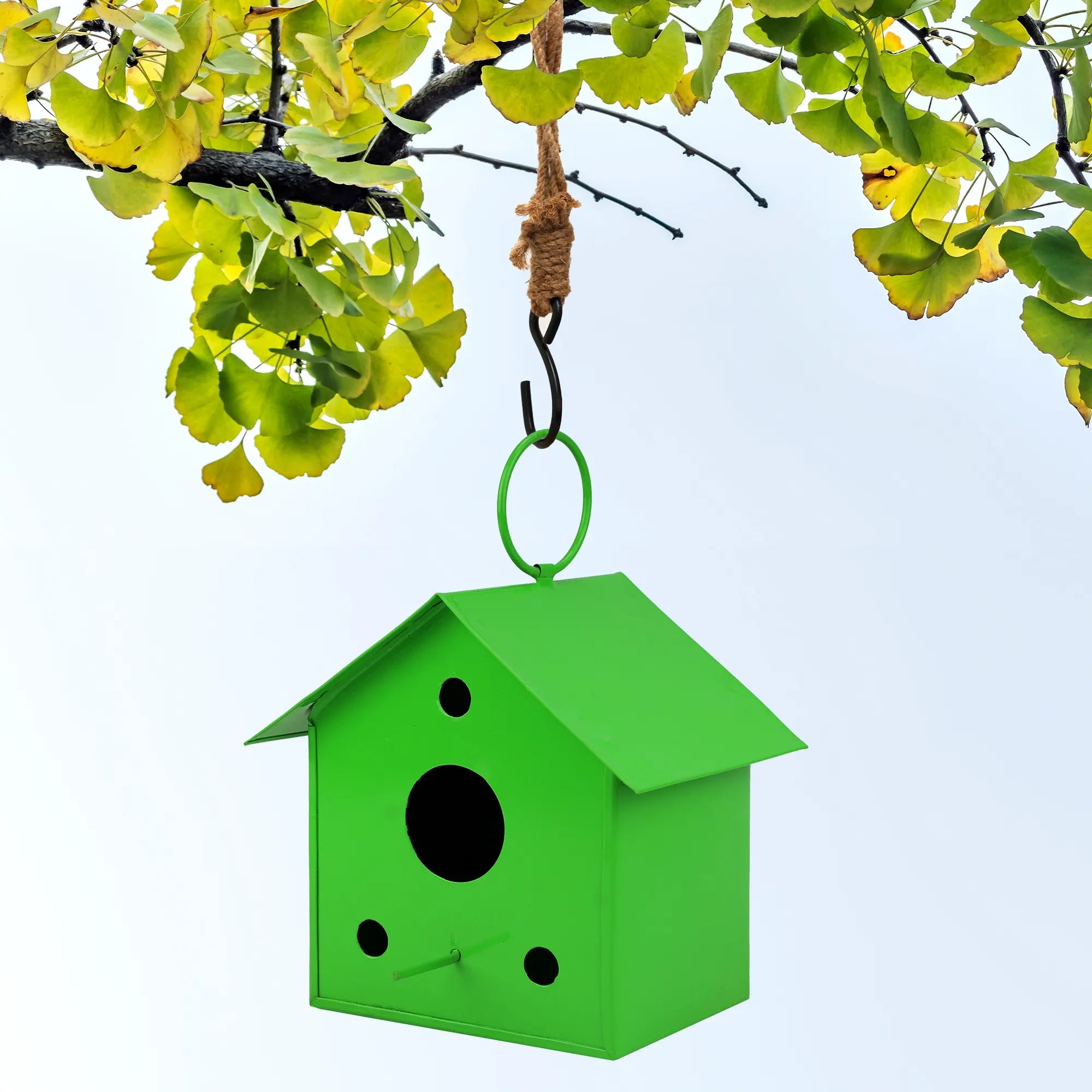 Colorful Metal Hanging Bird House Oval Balcony Hanging Pot Urban Plant Green