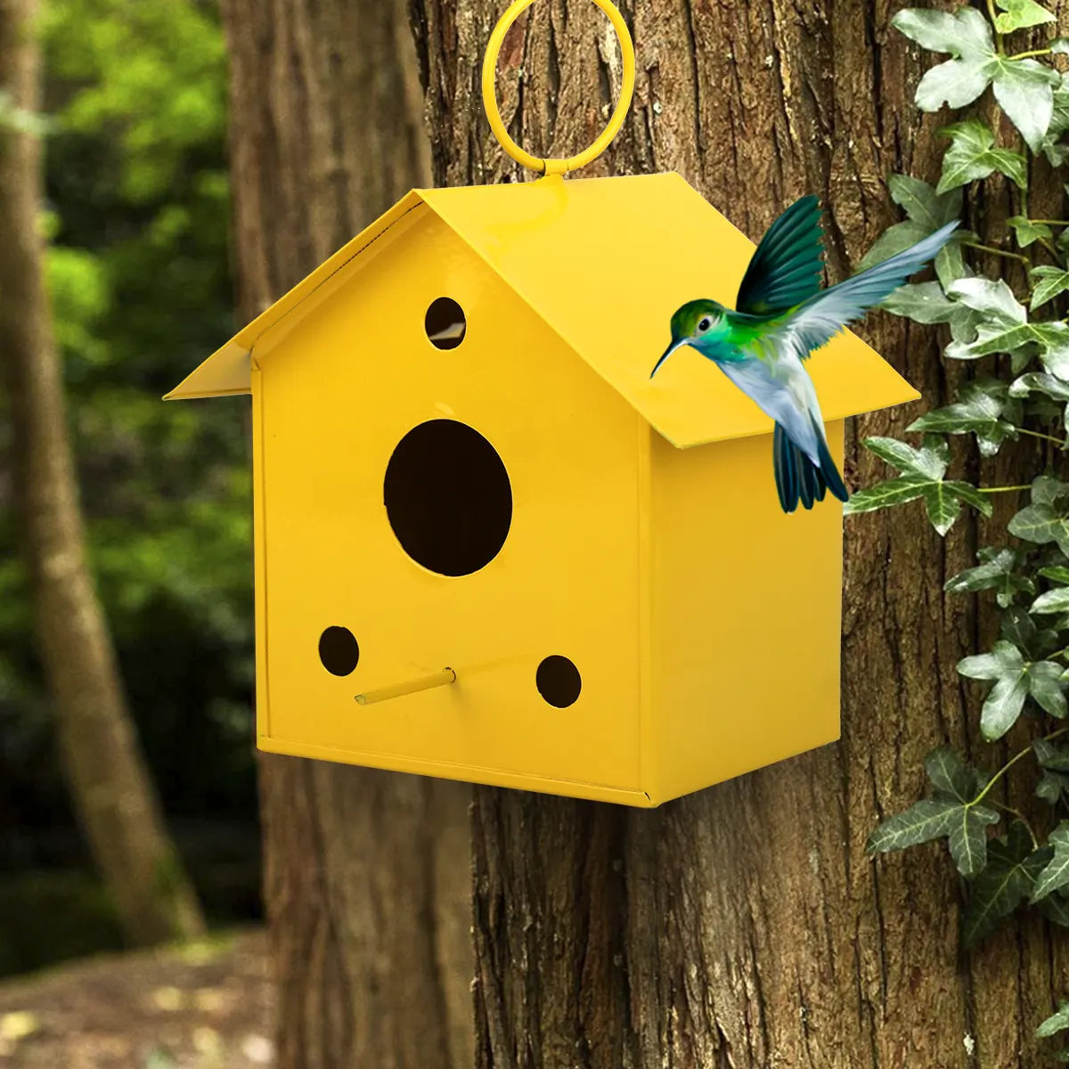 Colorful Metal Hanging Bird House Oval Balcony Hanging Pot Urban Plant
