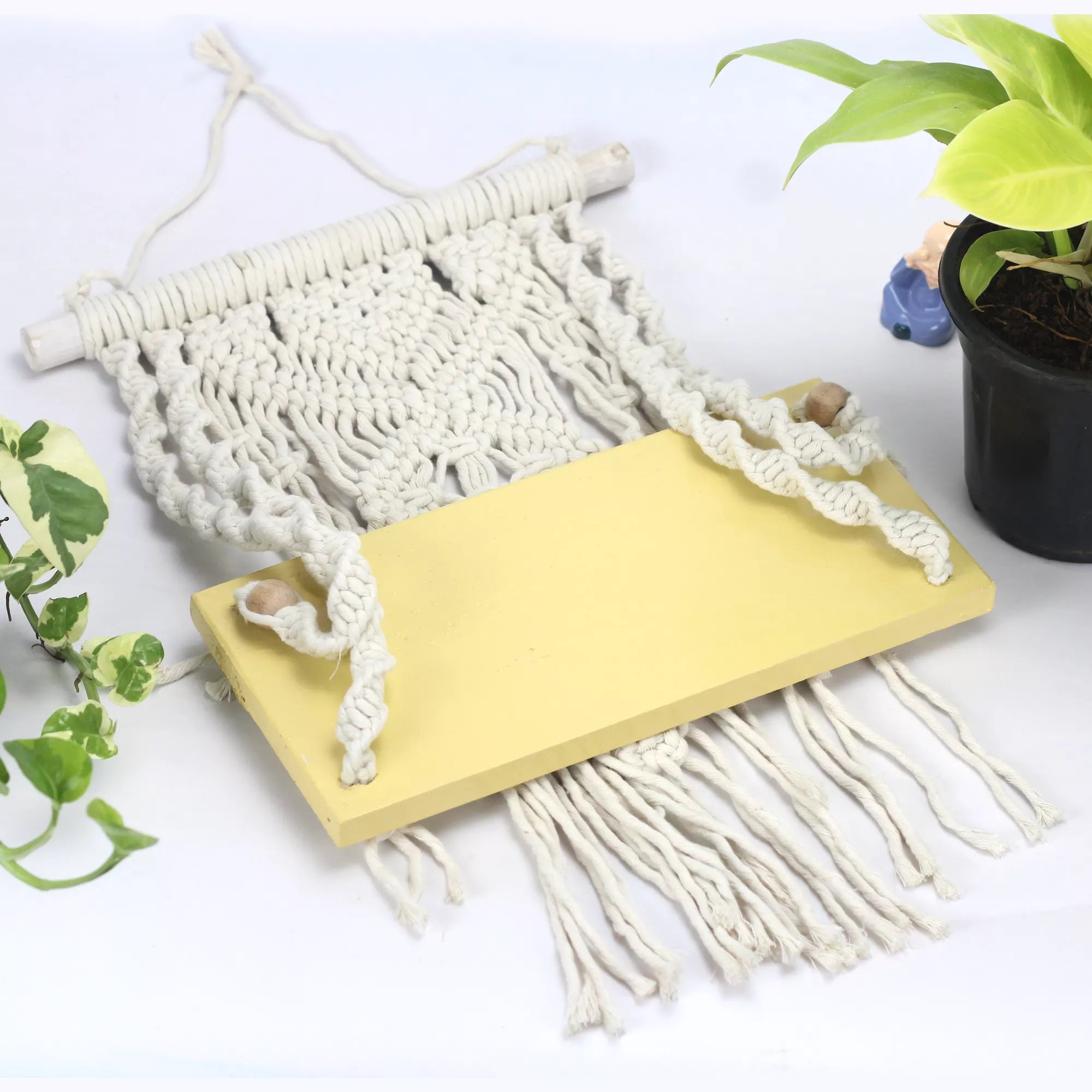 Sleeky Wood Macrame Plant Hanger Hanging Planter Urban Plant