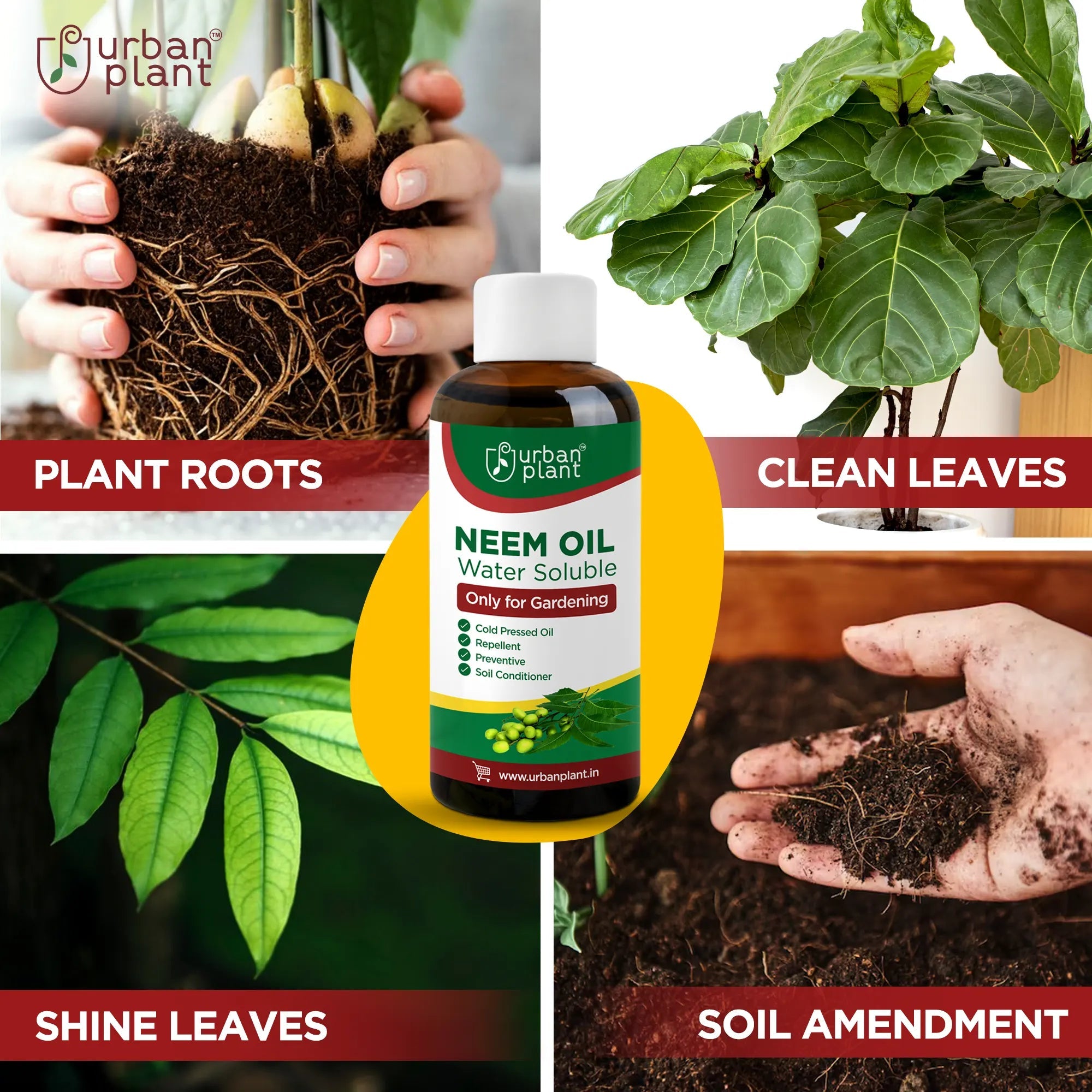 Urban Plant Neem Oil - Water Soluble Organic for Easy Spray on Garden and Indoor/Outdoor plants- 100ml Plant Care Urban Plant 